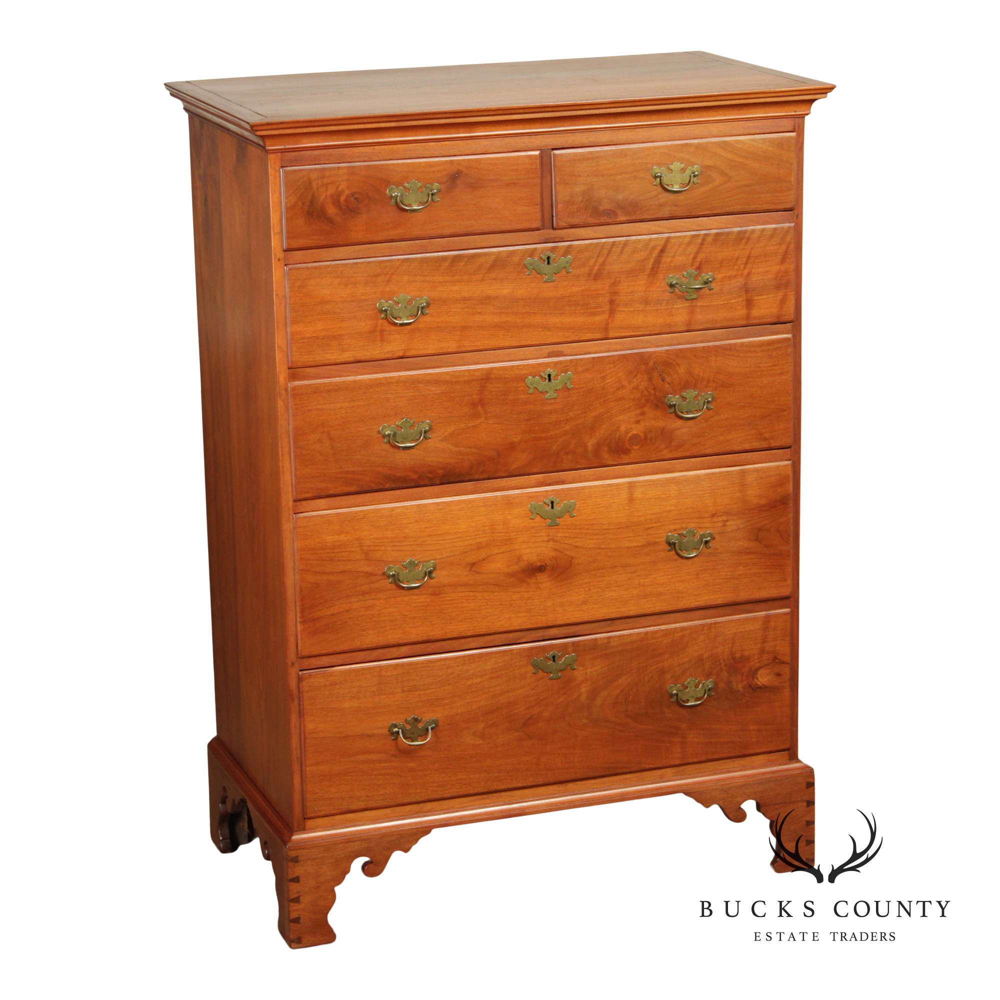 Antique American Walnut Chippendale Style Tall Chest