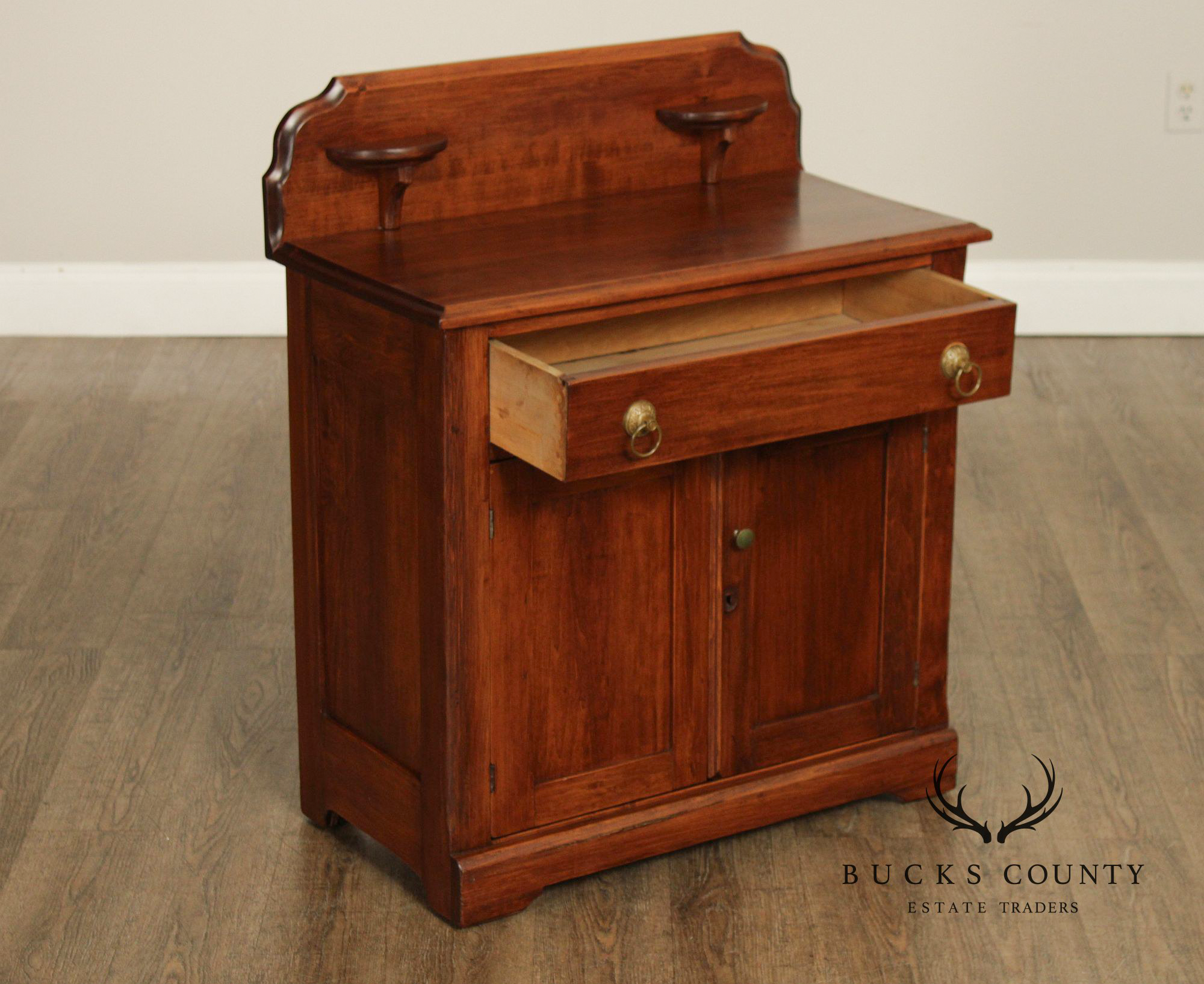 Antique American Cottage Washstand With Drawer And Cabinet Storage