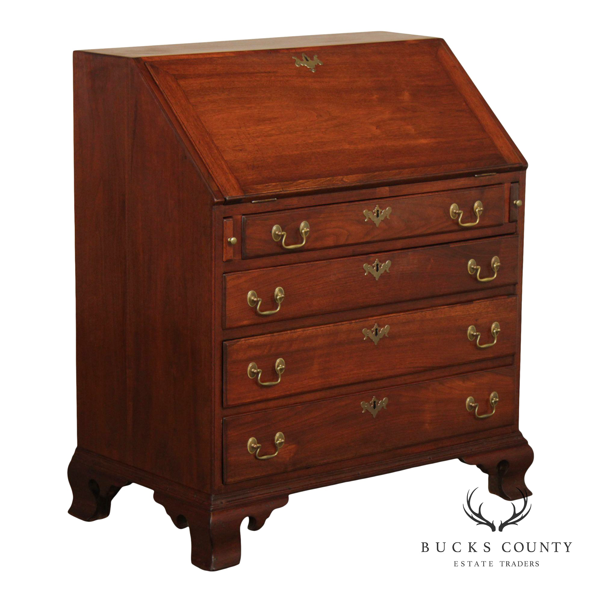 Antique American Chippendale Style Walnut Slant Front Desk