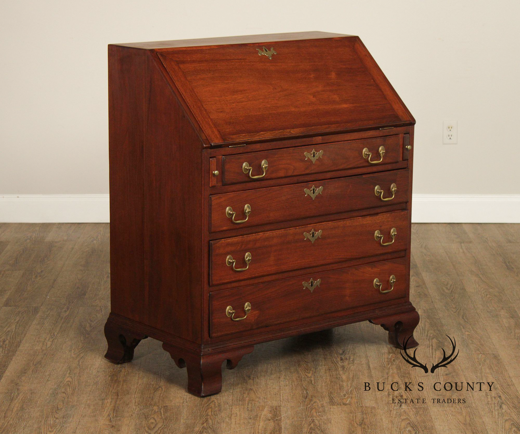 Antique American Chippendale Style Walnut Slant Front Desk