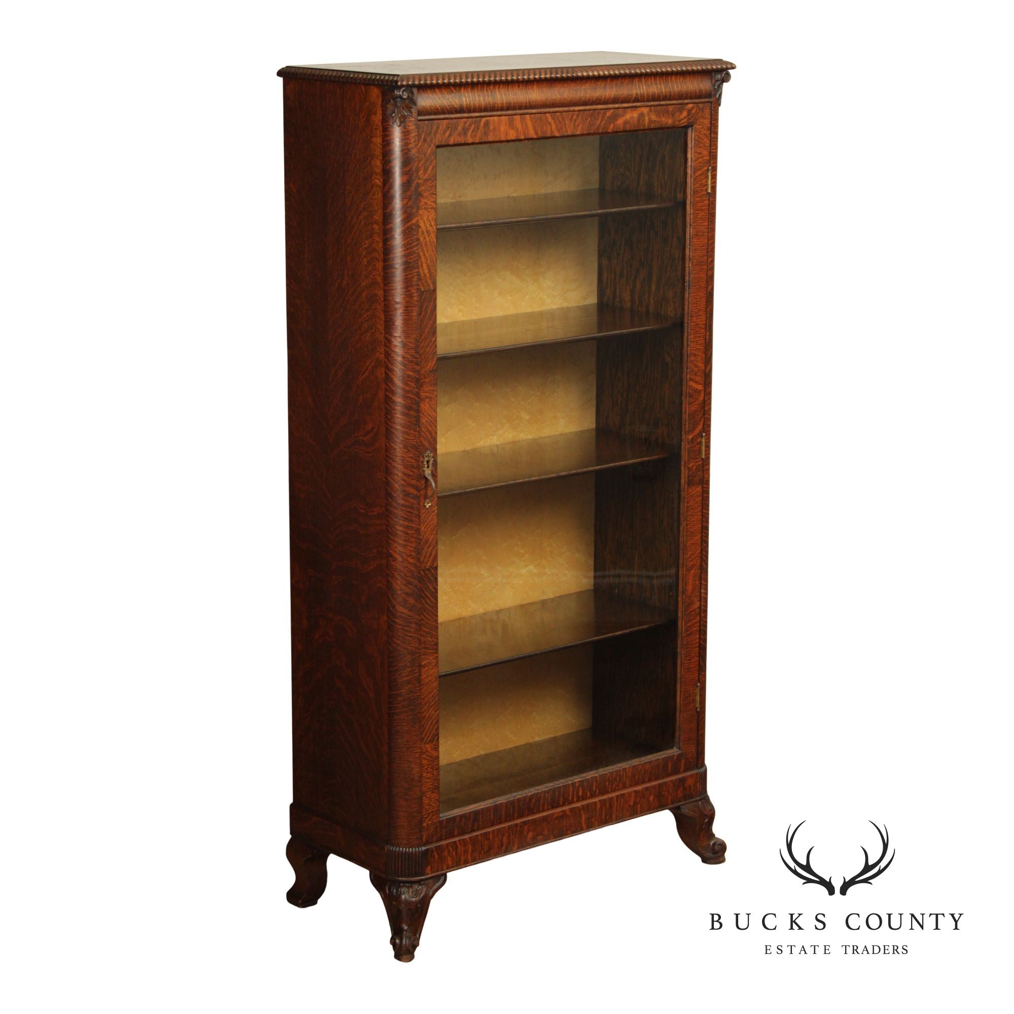 Antique Victorian Oak Single Door Bookcase