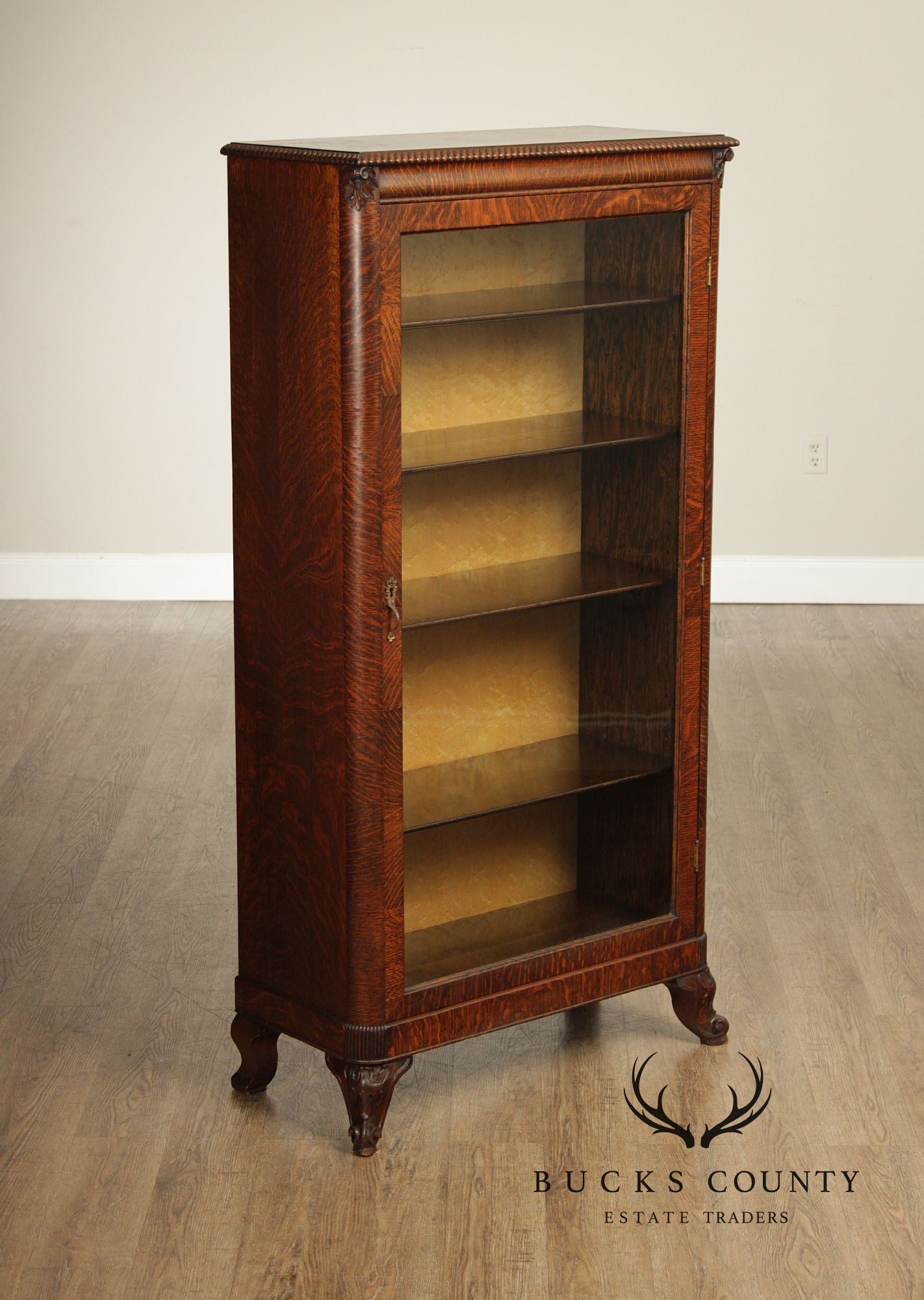 Antique Victorian Oak Single Door Bookcase