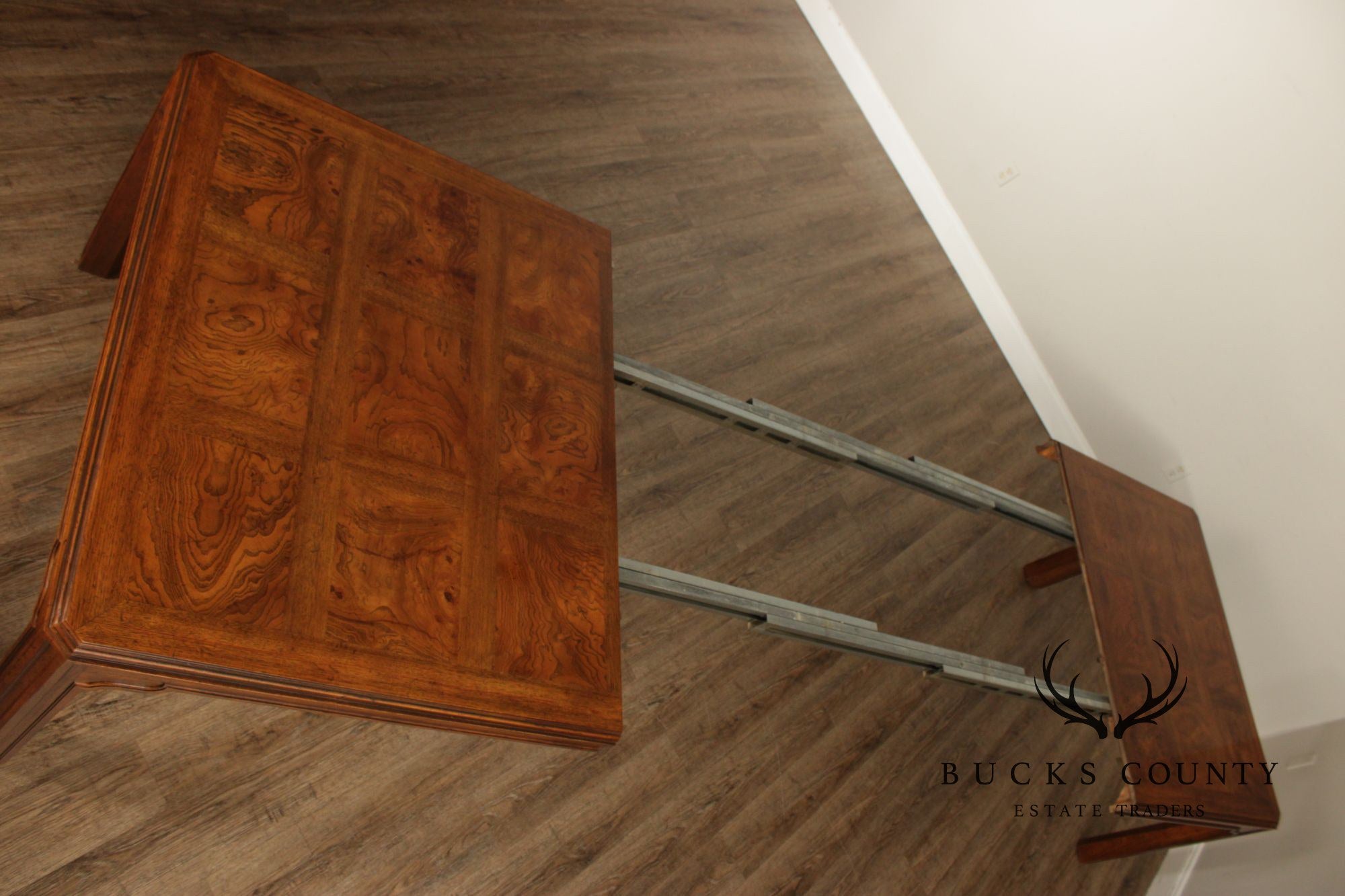 Drexel Heritage Sketchbook Burlwood Parsons Dining Table With 3 Leaves