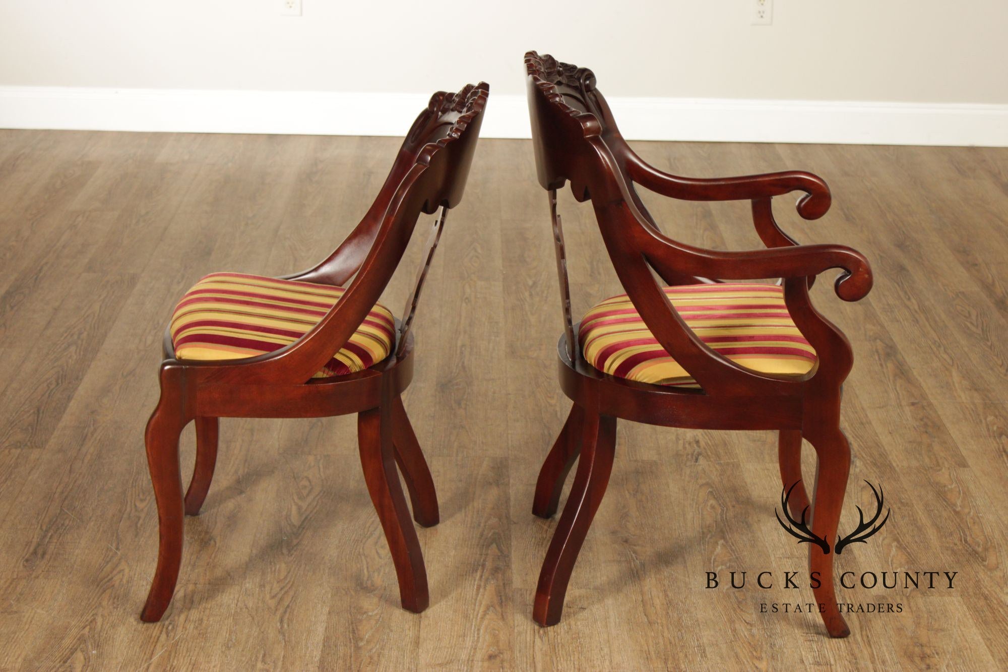 Carlton McLendon Victorian Empire Style Set Of Six Mahogany Gondola Dining Chairs