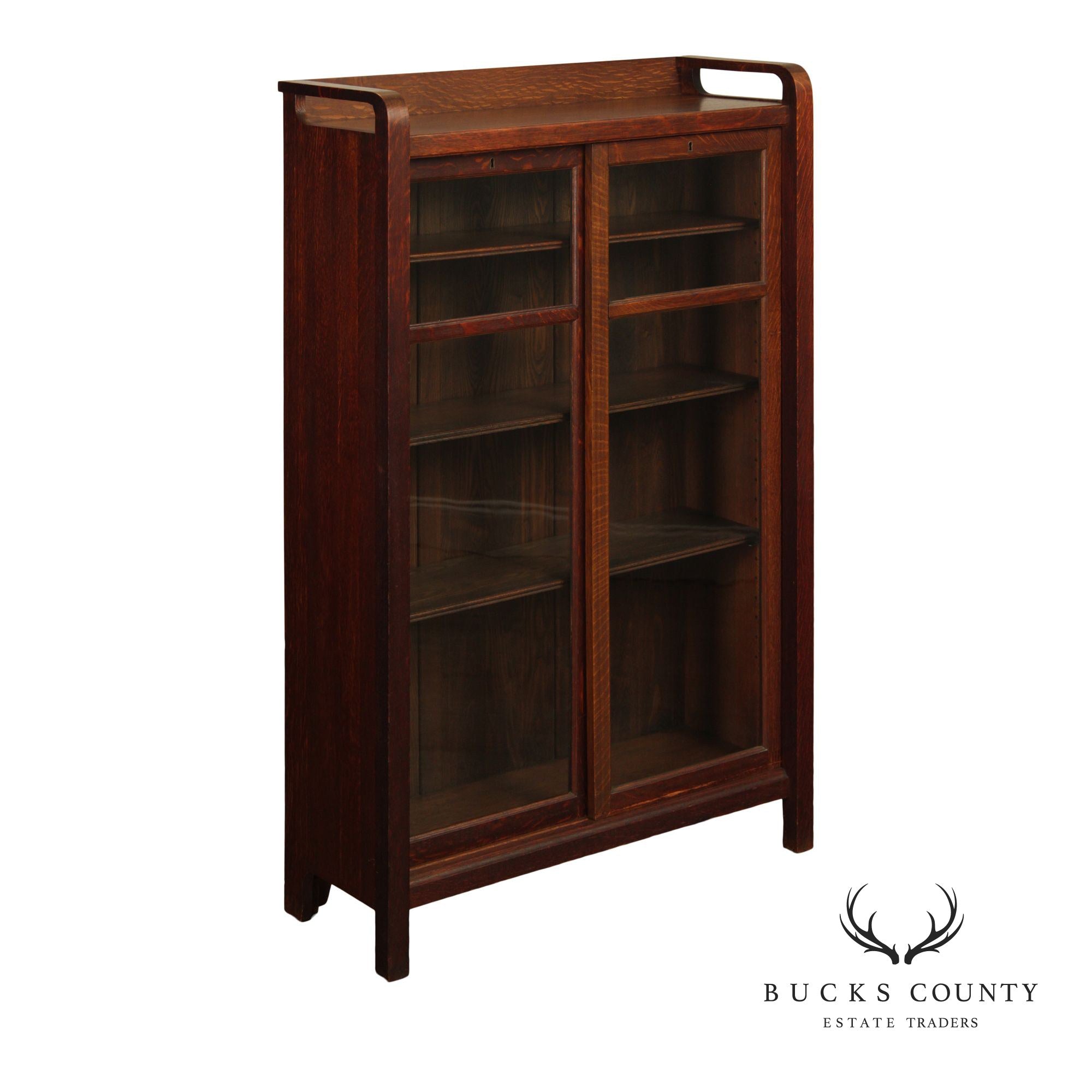 Brooks Antique Mission Oak Sliding Door Bookcase