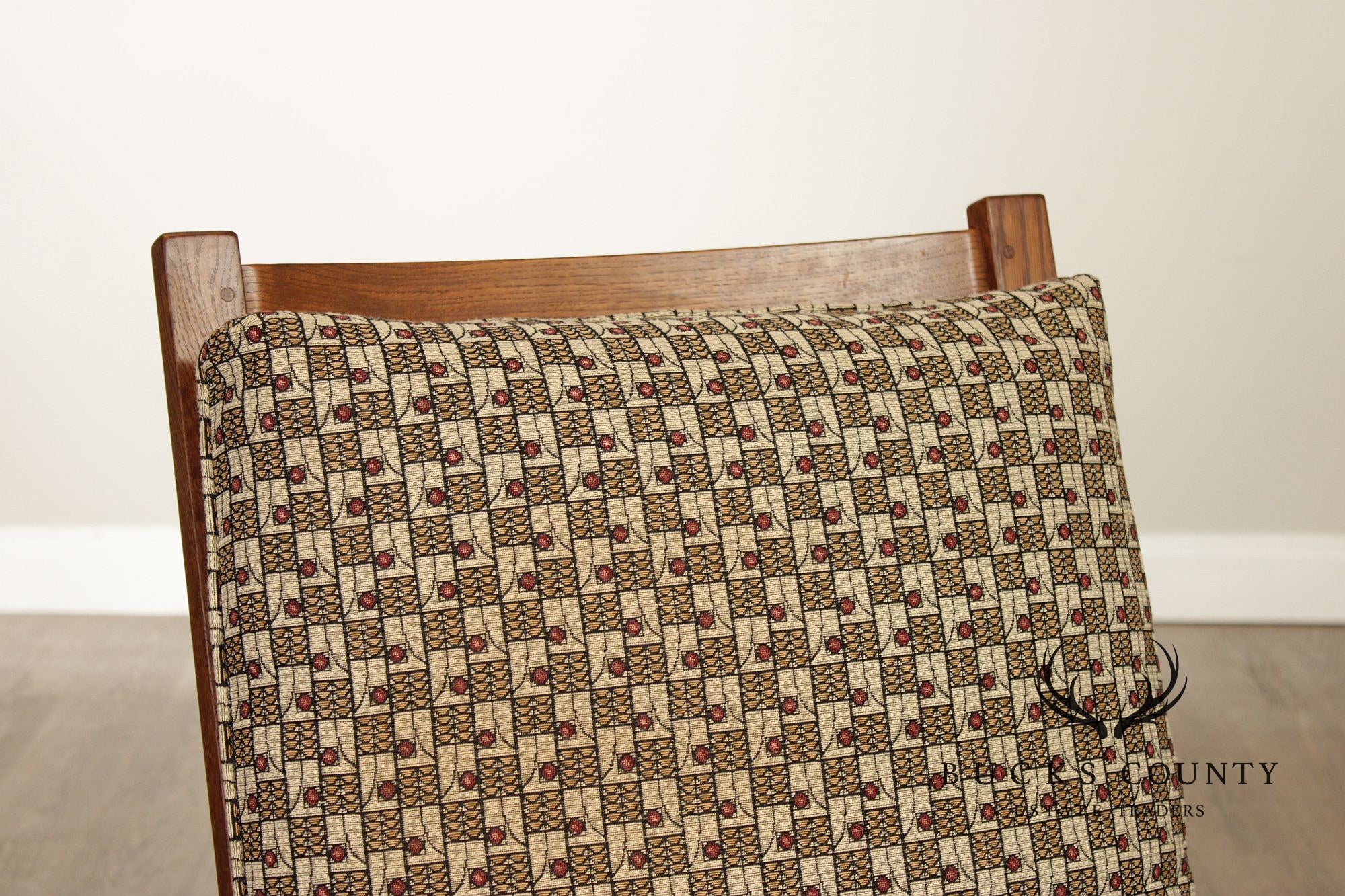 Stickley Mission Collection Oak And Custom Upholstery Bow Arm Morris Chair