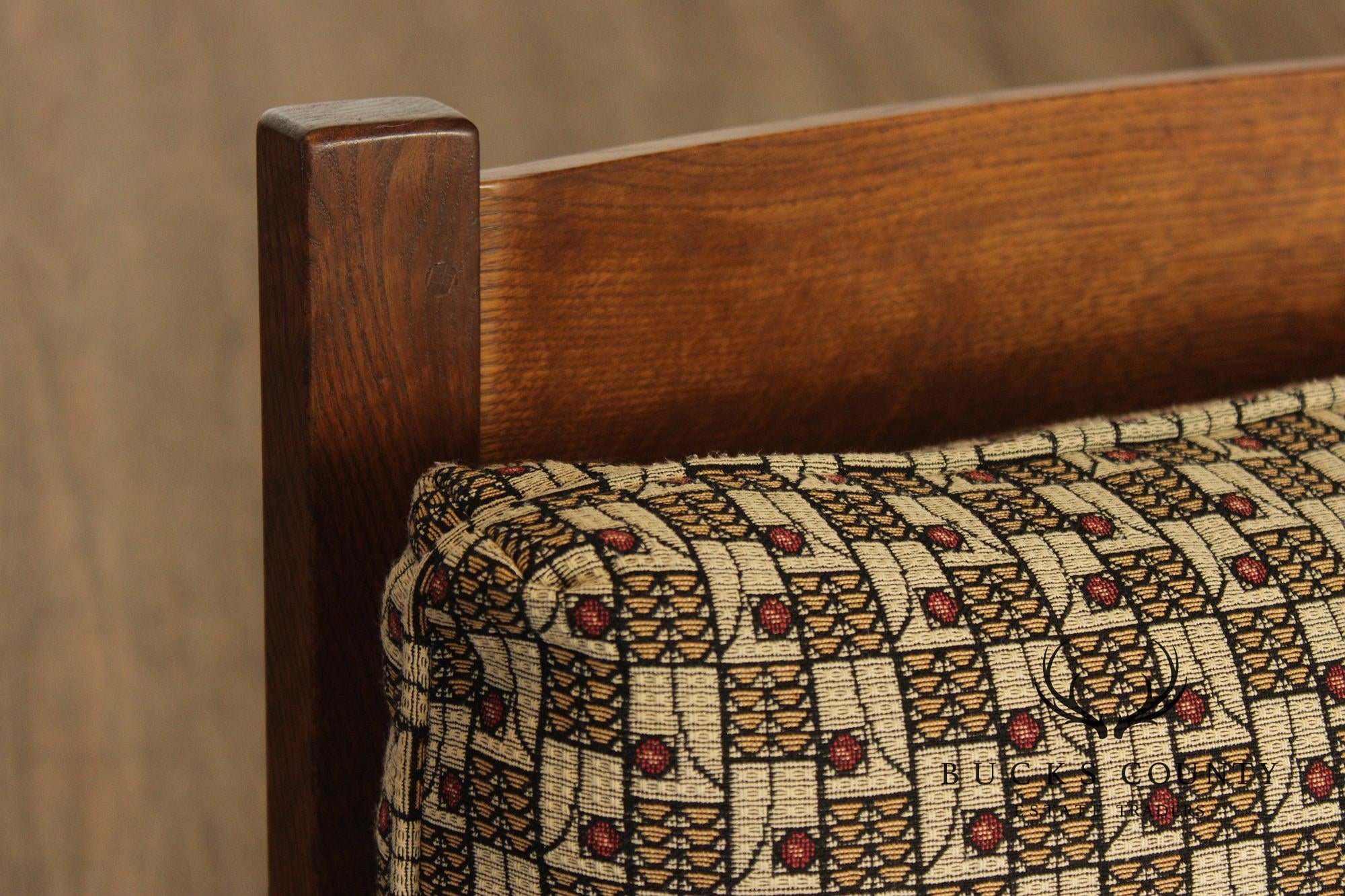Stickley Mission Collection Oak And Custom Upholstery Bow Arm Morris Chair