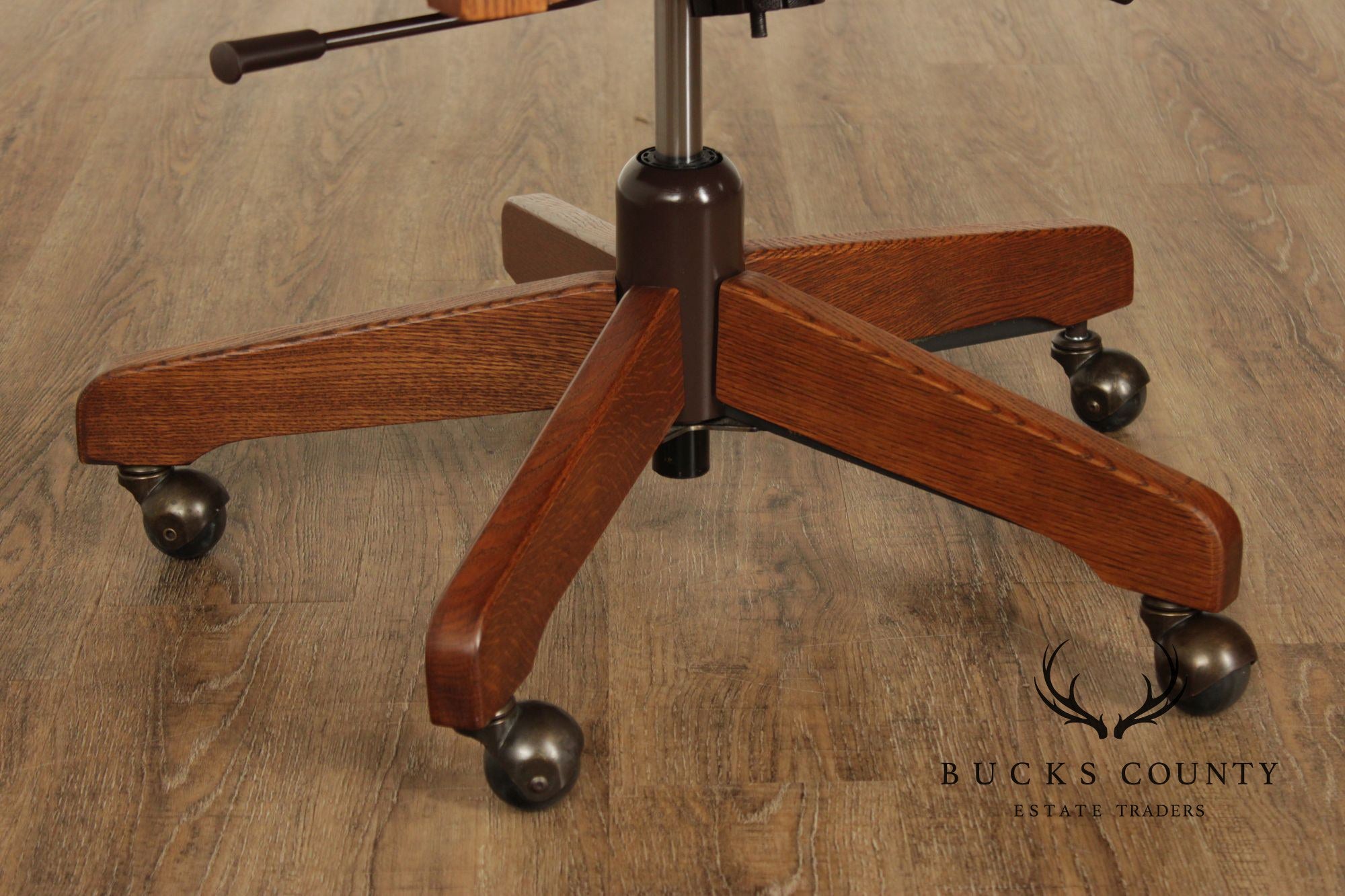 Stickley Mission Collection Oak and Leather Swivel Tilt Desk Chair