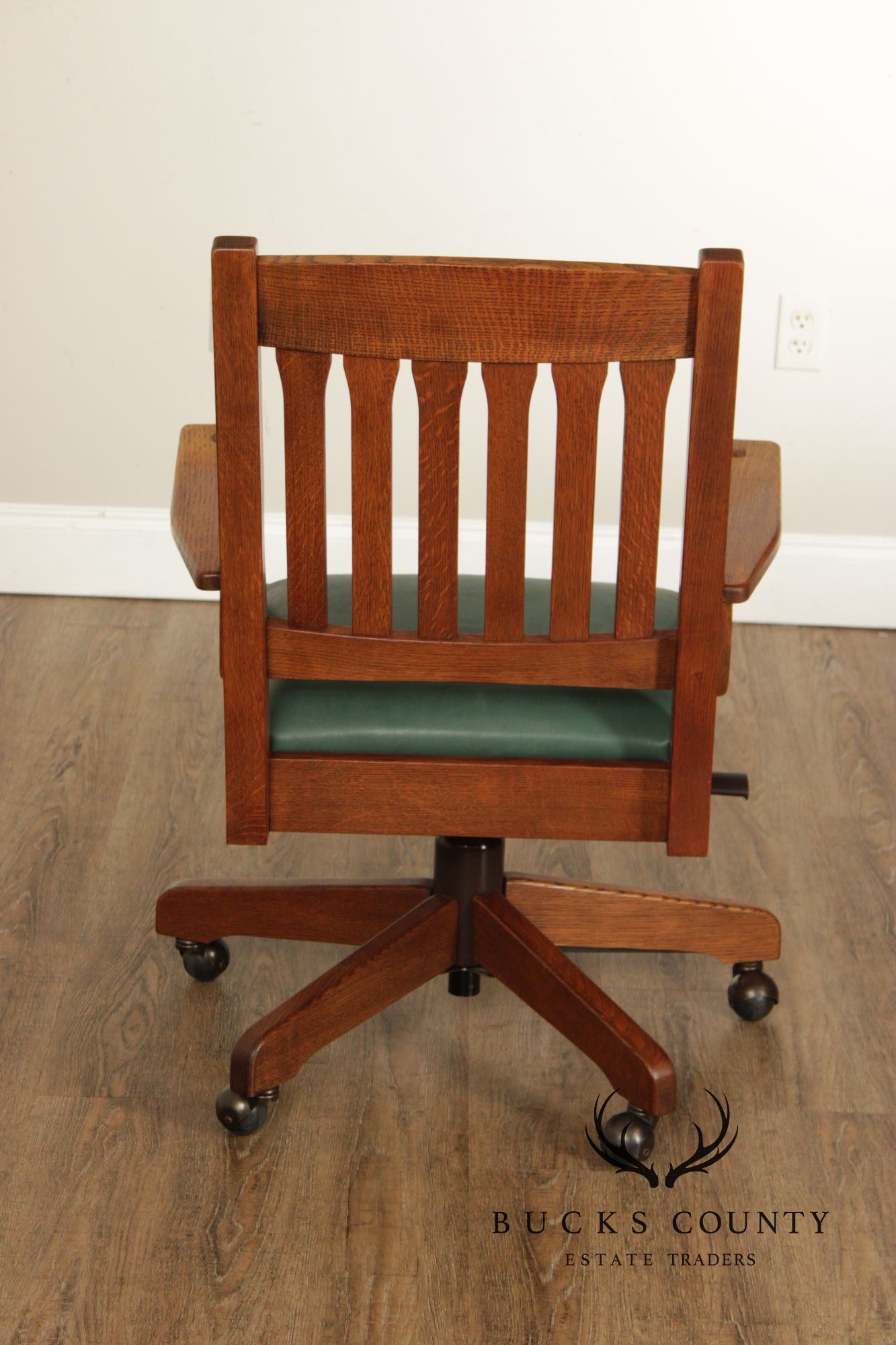 Stickley Mission Collection Oak and Leather Swivel Tilt Desk Chair