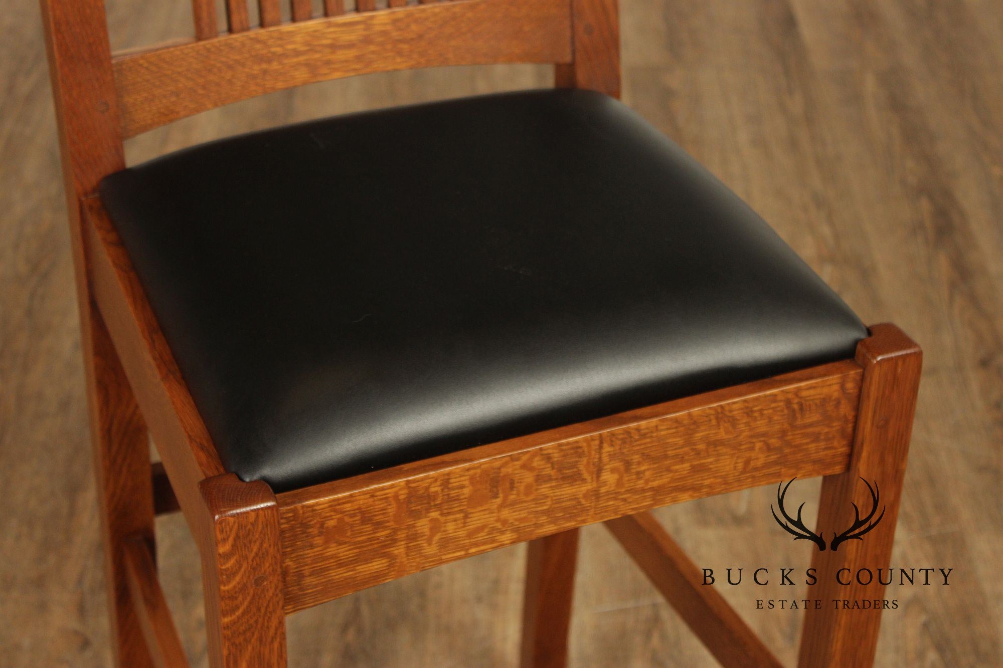 Stickley Mission Collection Oak Set Of Three Bar Stools