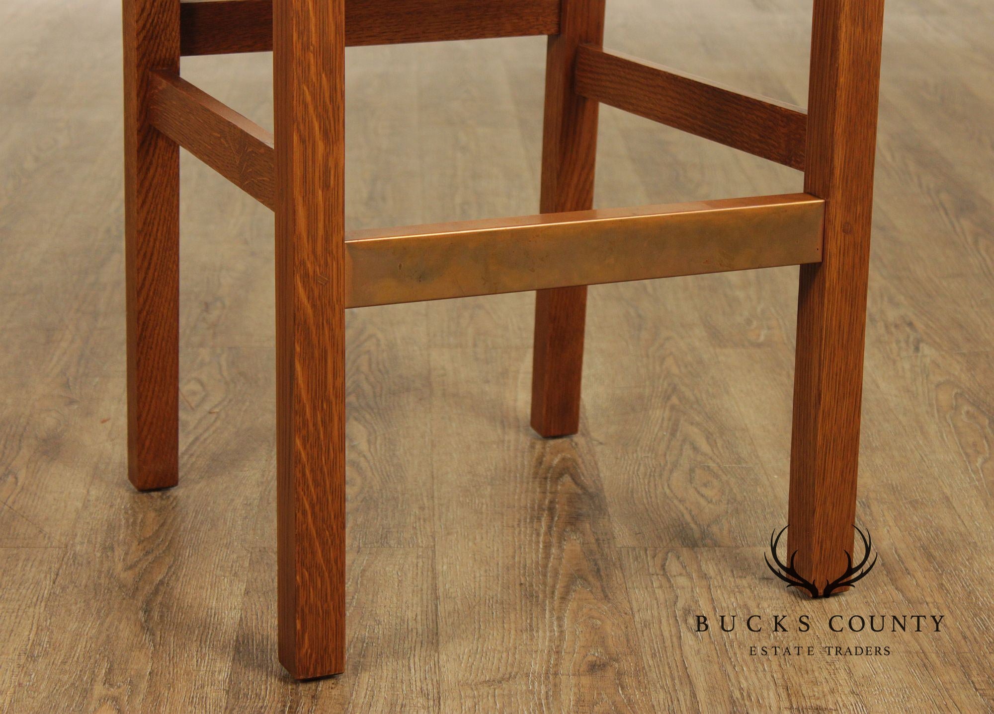 Stickley Mission Collection Oak Set Of Three Bar Stools