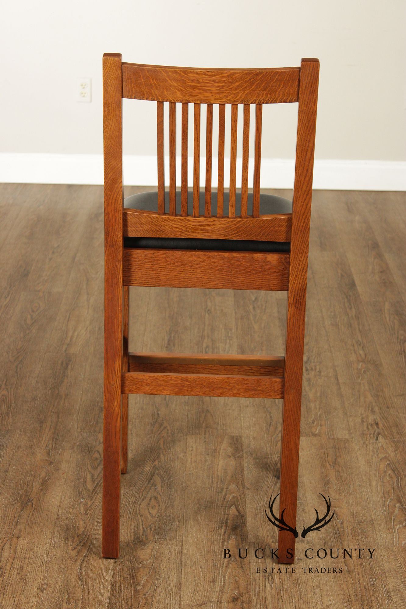 Stickley Mission Collection Oak Set Of Three Bar Stools