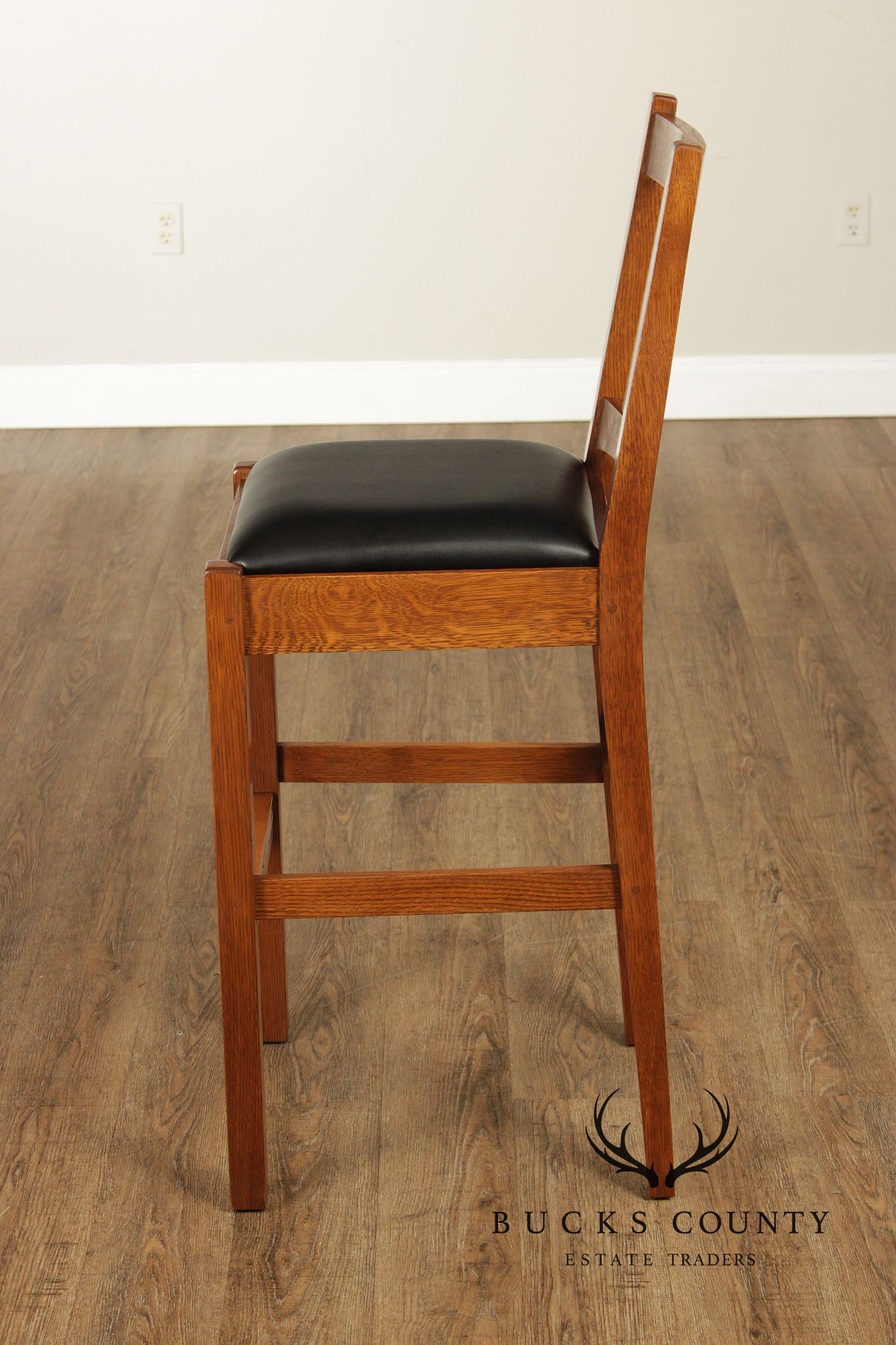 Stickley Mission Collection Oak Set Of Three Bar Stools