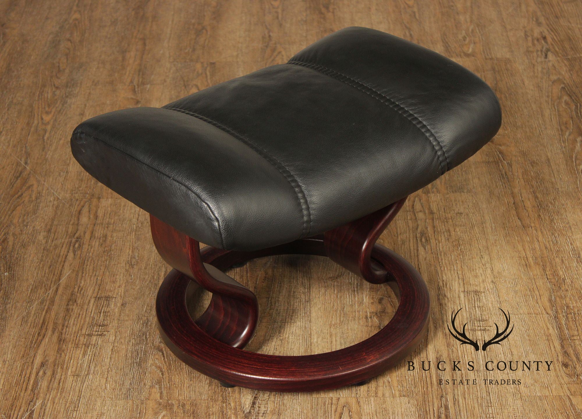 Ekornes Stressless Black Leather Recliner Lounge Chair With Ottoman