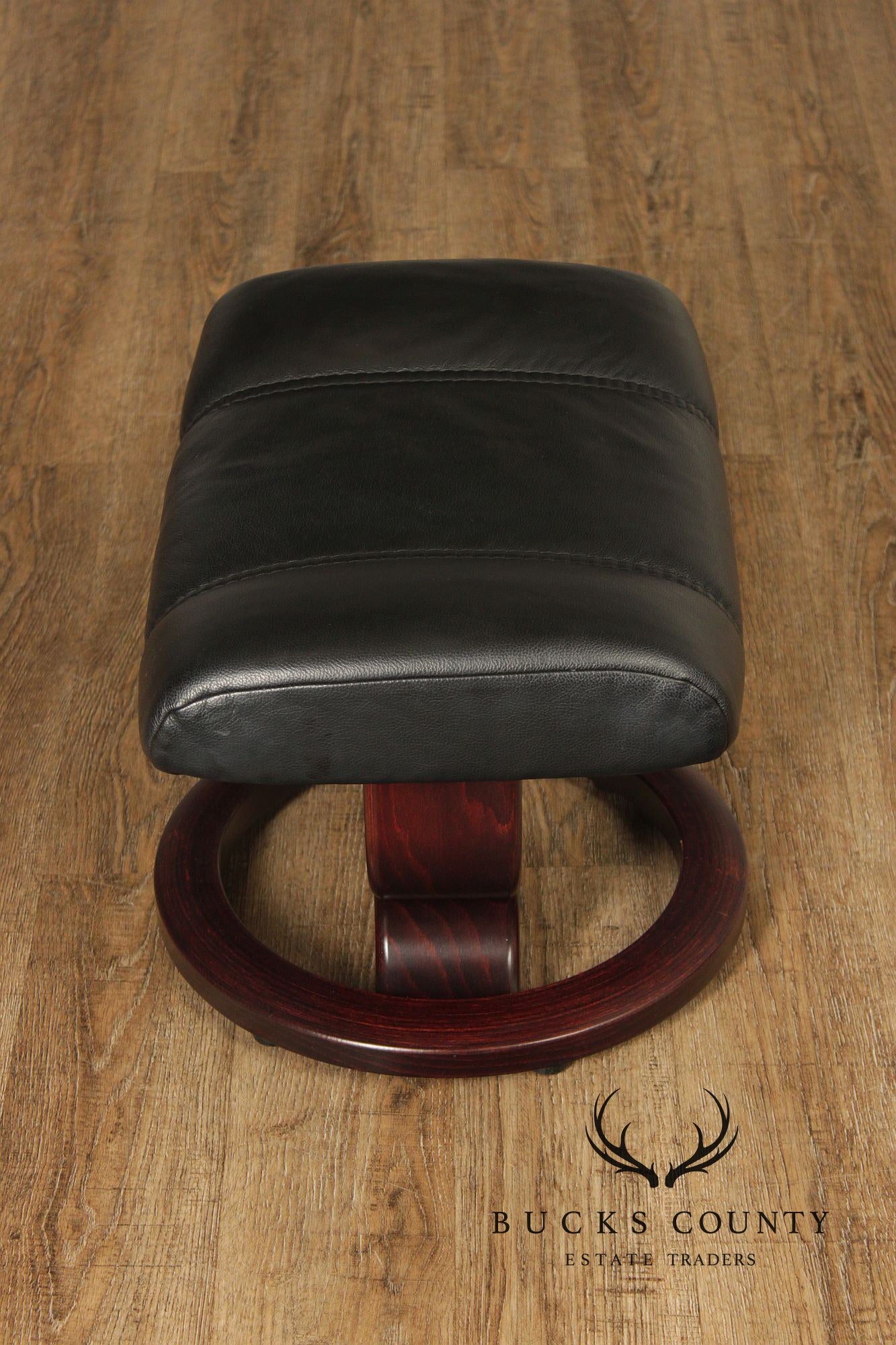 Ekornes Stressless Black Leather Recliner Lounge Chair With Ottoman