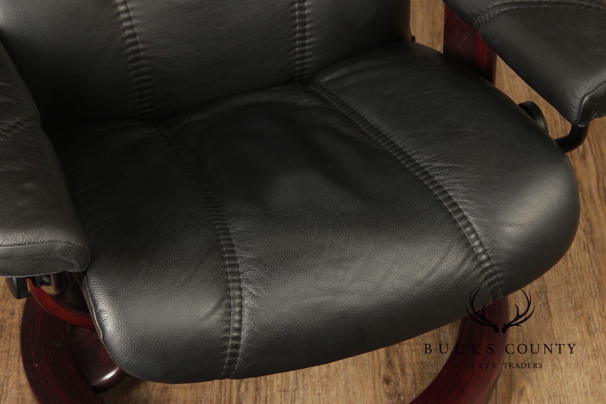 Ekornes Stressless Black Leather Recliner With Ottoman