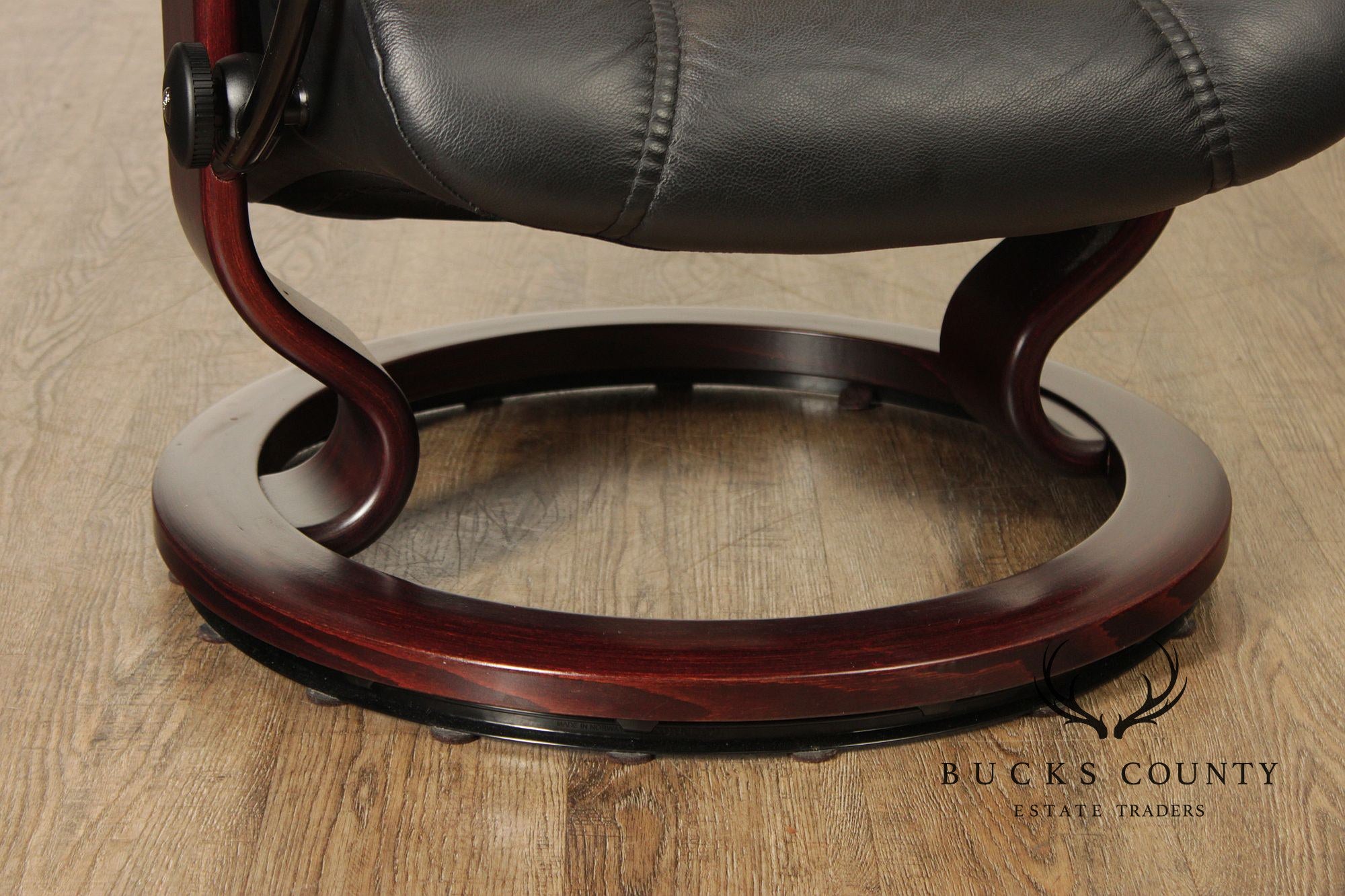 Ekornes Stressless Black Leather Recliner With Ottoman
