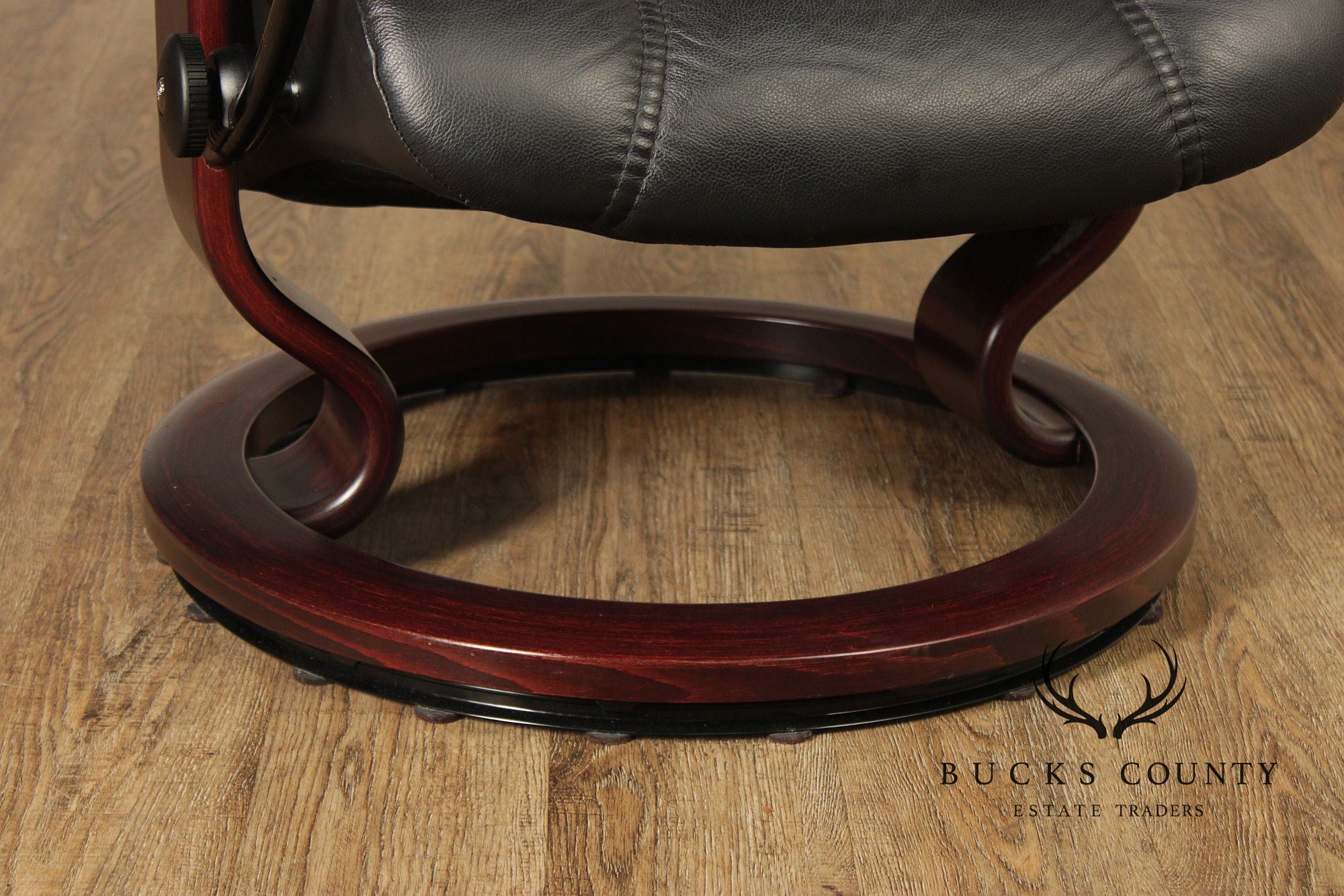 Ekornes Stressless Black Leather Recliner With Ottoman