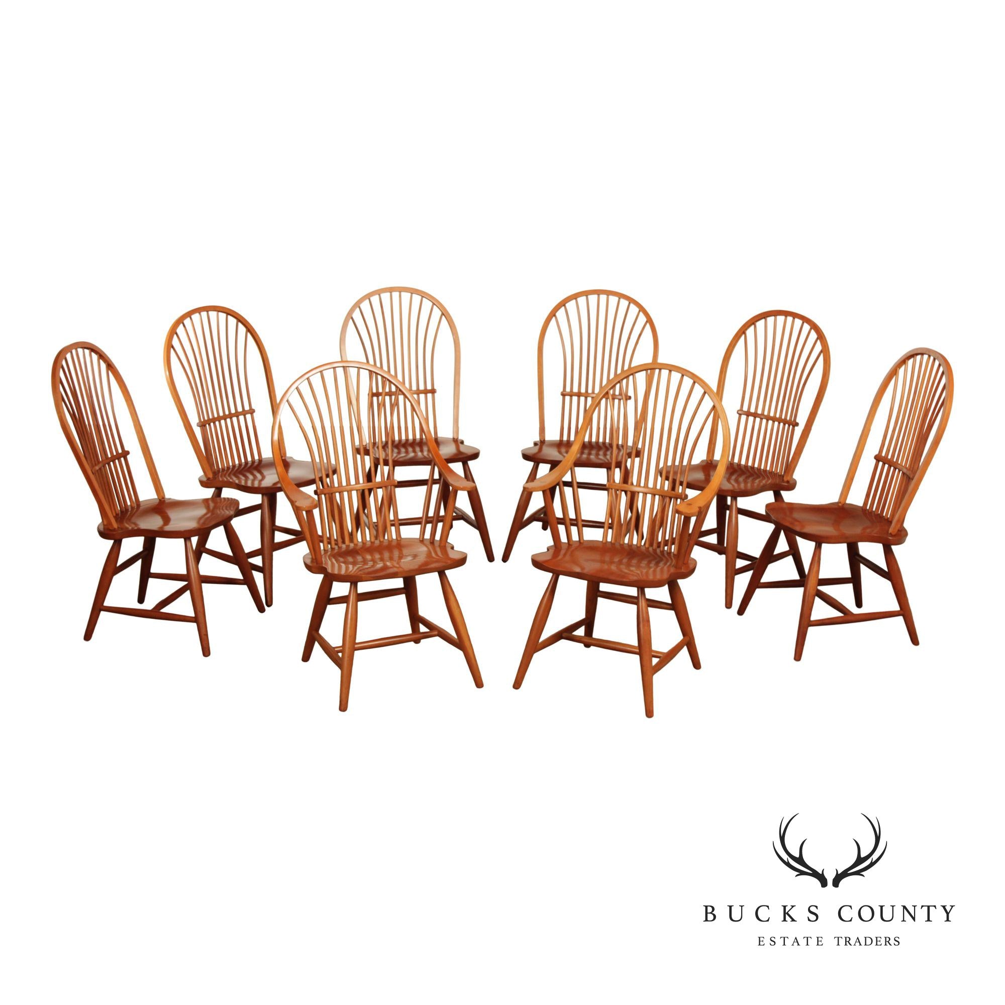 Pennsylvania House Set Of Eight Windsor Style Cherry Dining Chairs