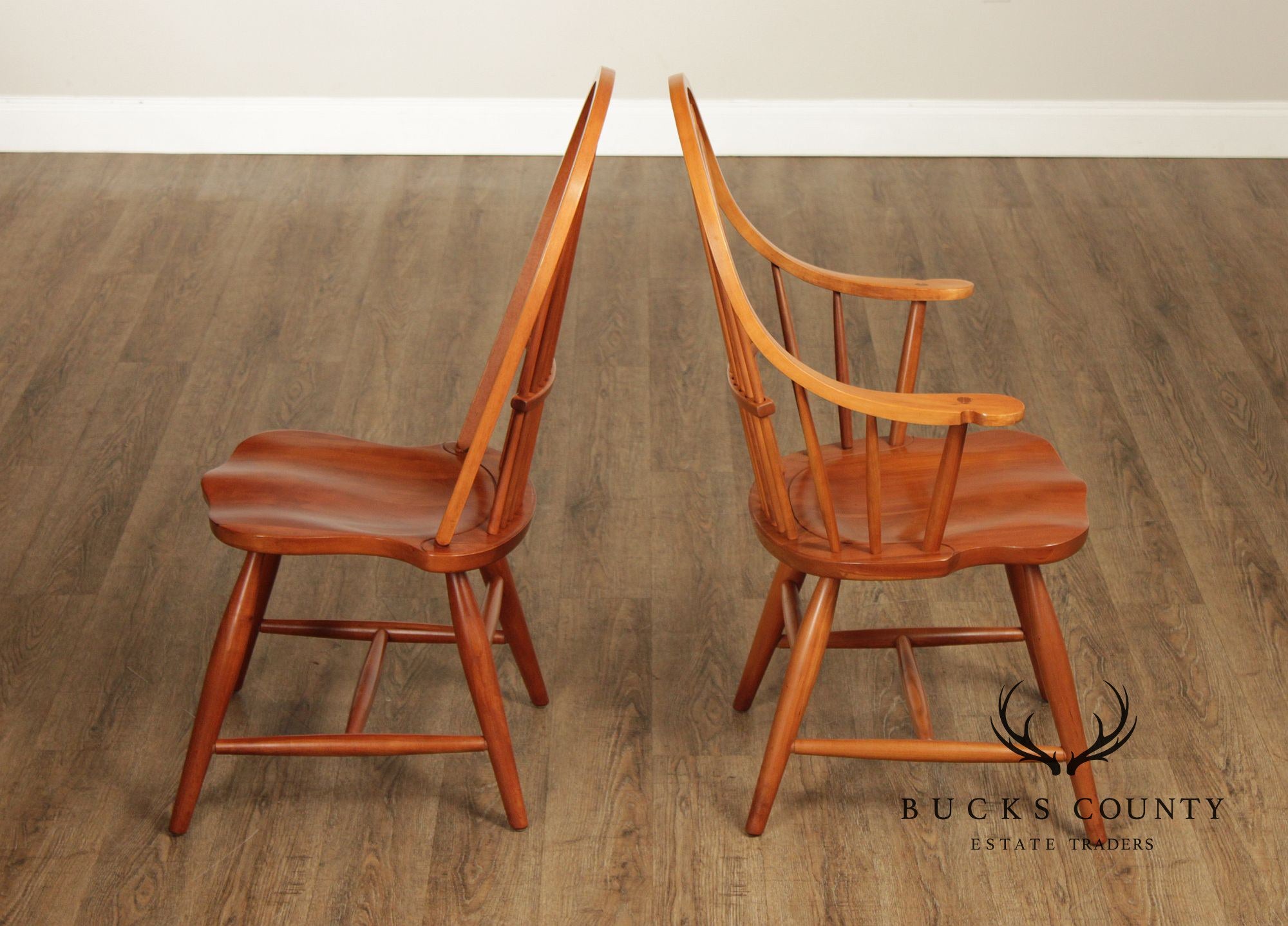 Pennsylvania House Set Of Eight Windsor Style Cherry Dining Chairs