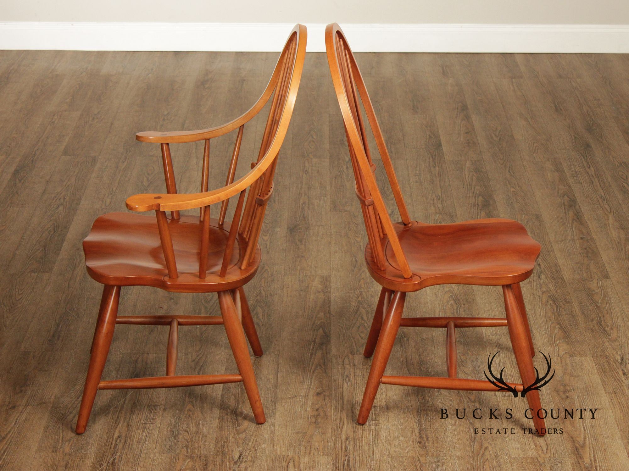 Pennsylvania House Set Of Eight Windsor Style Cherry Dining Chairs