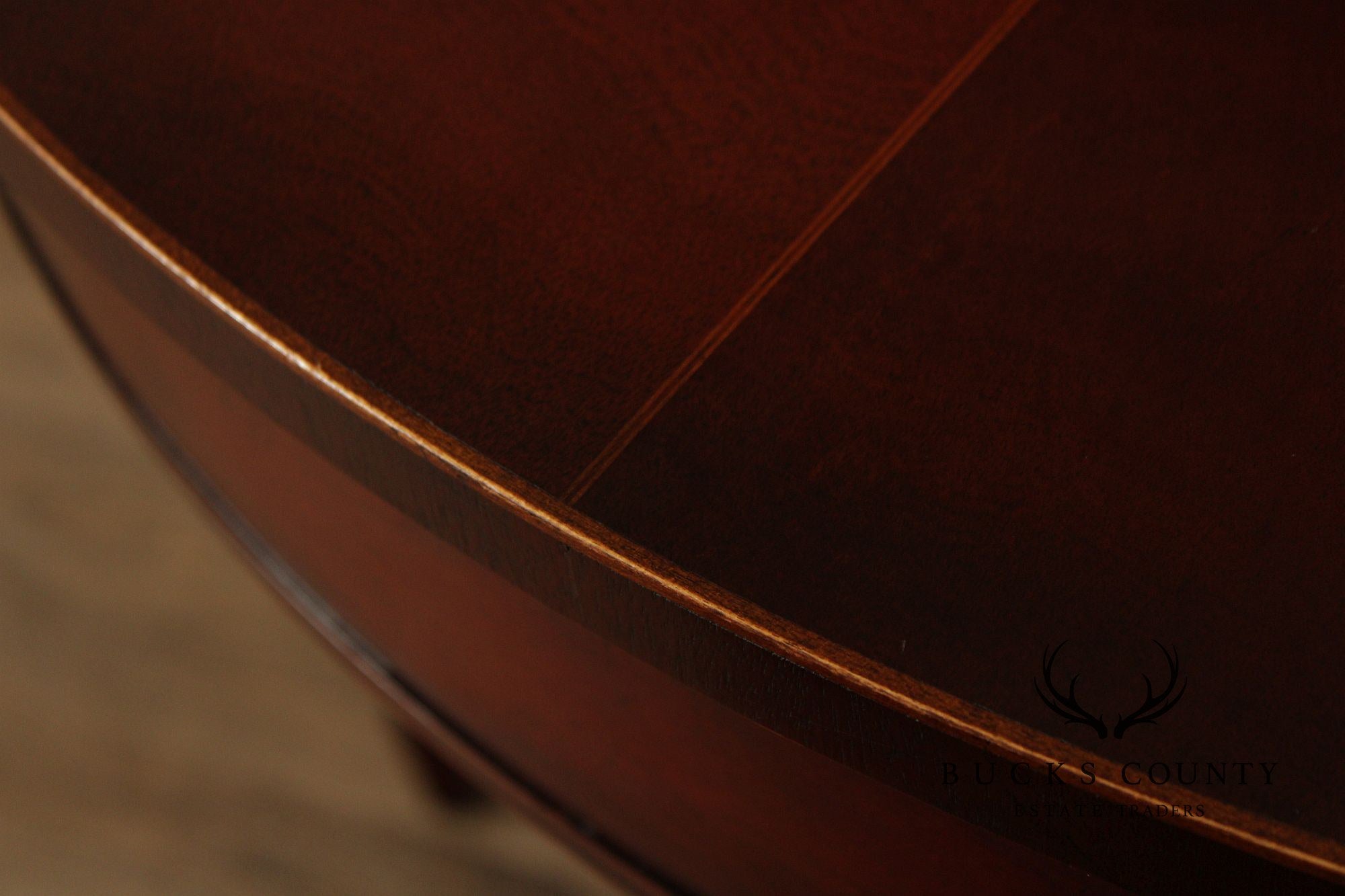 Baker Neoclassical Style Mahogany Inlaid Sunburst Round Center Table