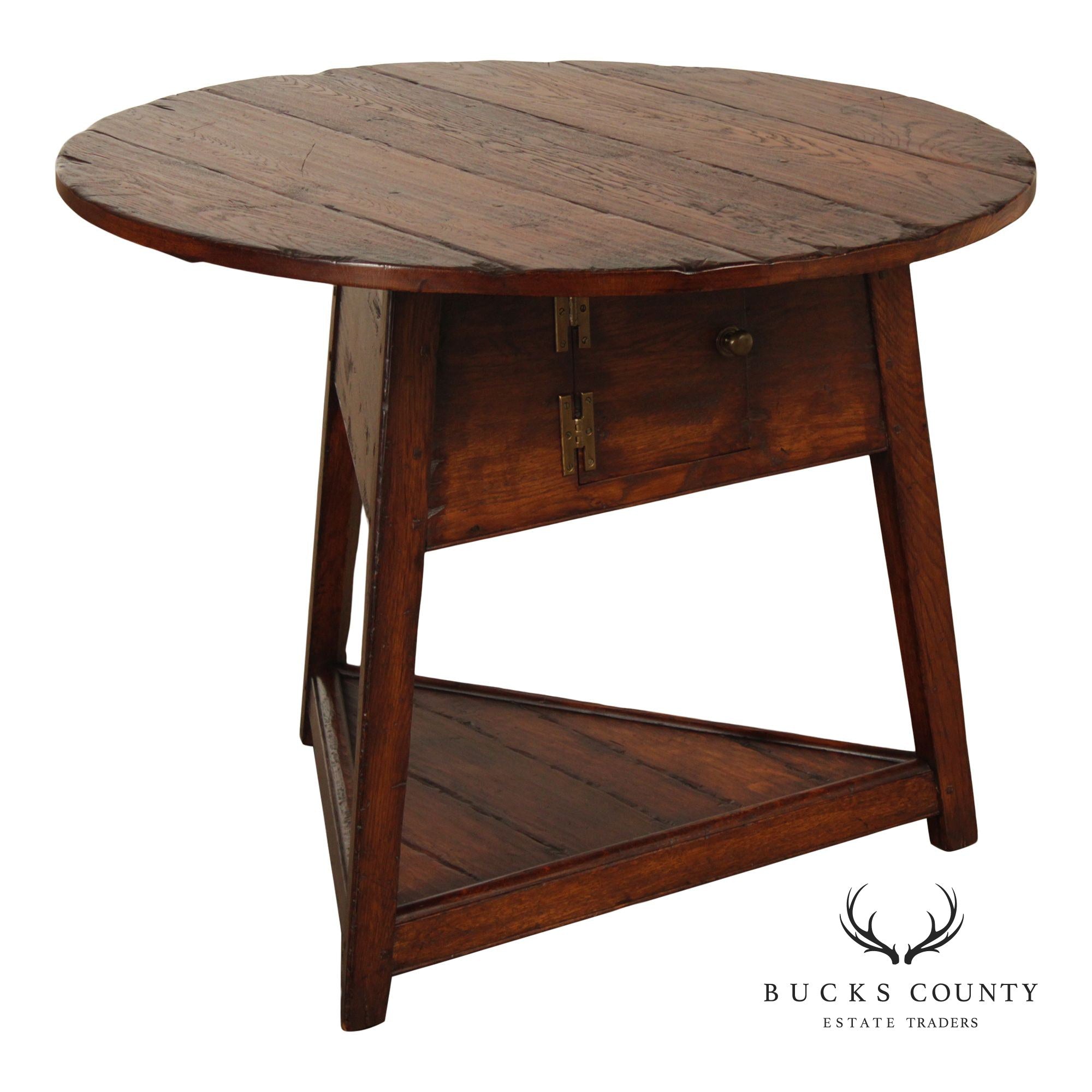 Vintage Round Oak English Cricket Table