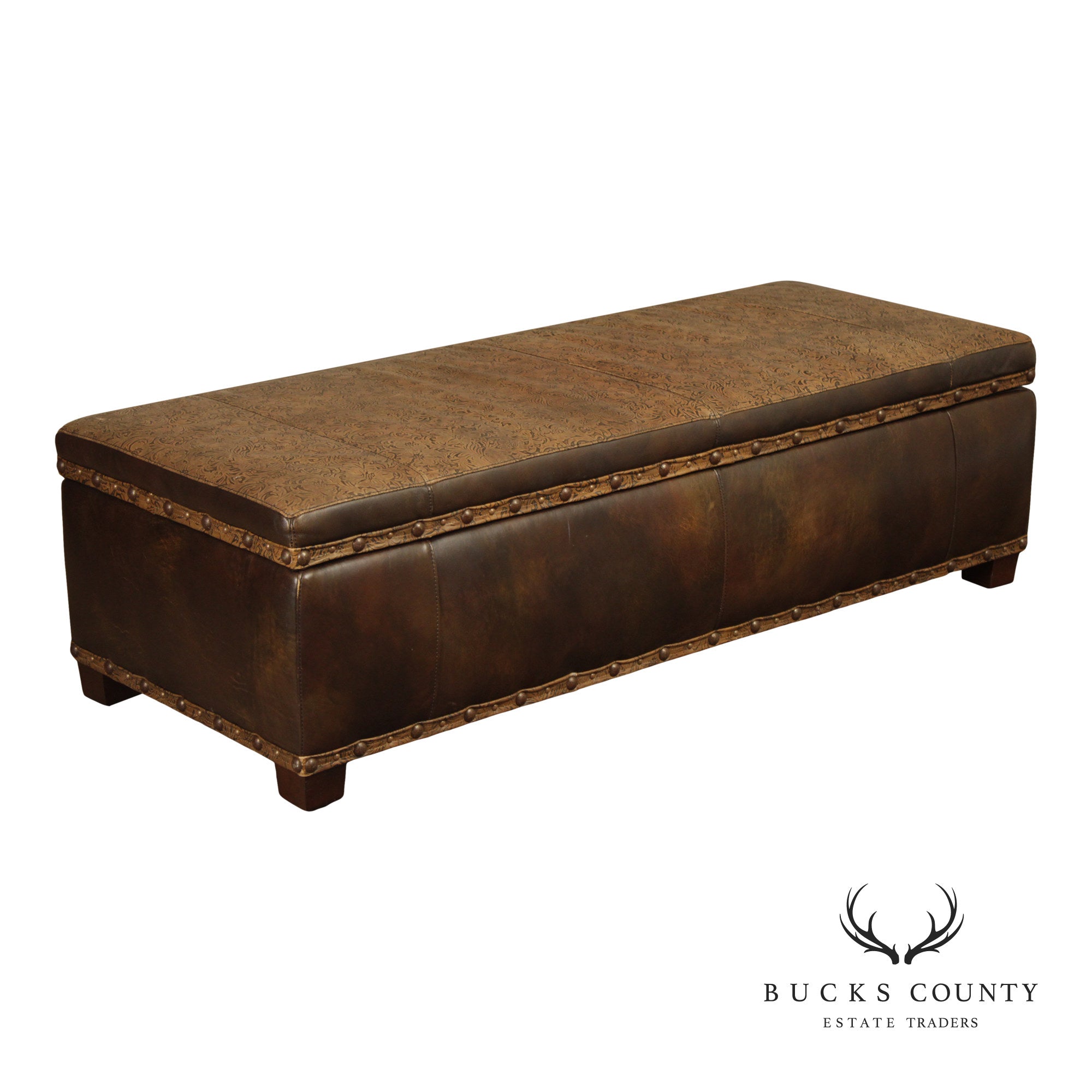 Stickley Craftsman Leather 'The Monterey' Storage Bench
