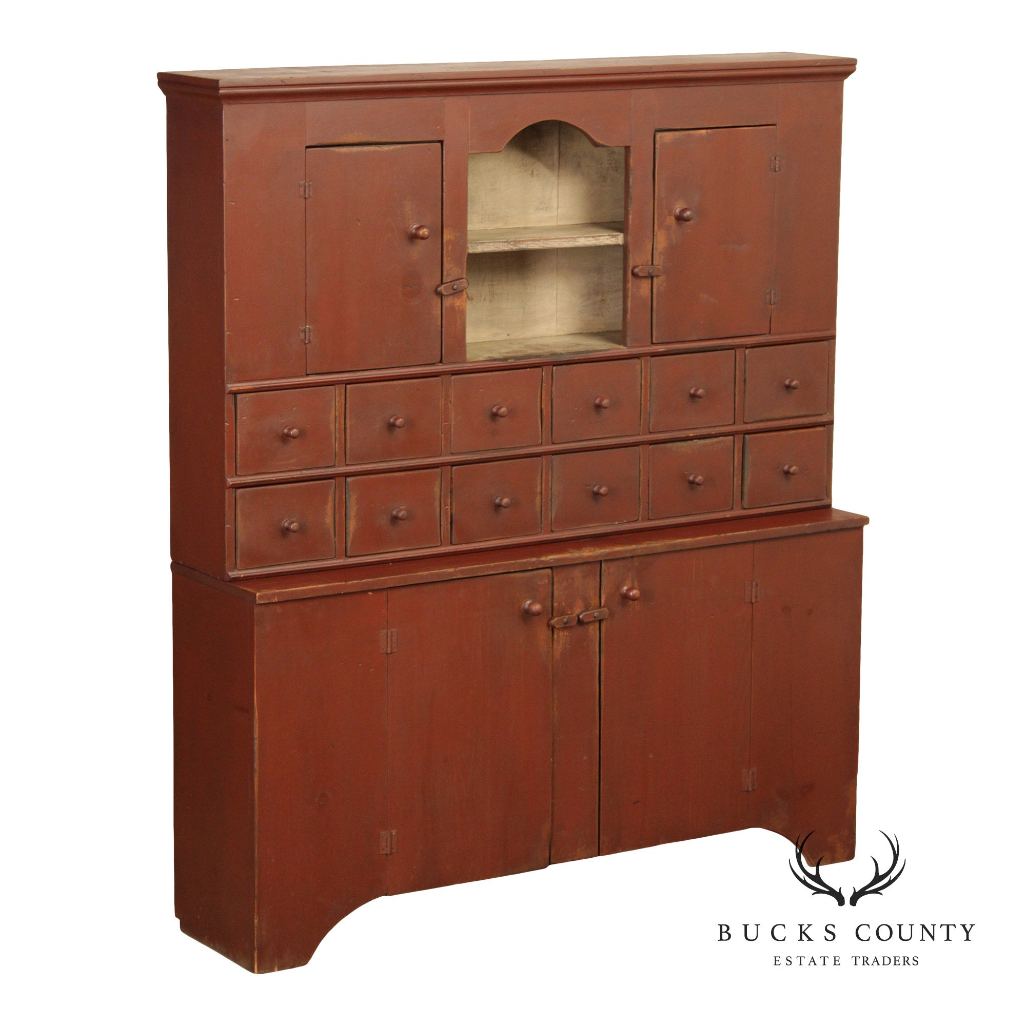 Custom Quality Primitive Painted Farmhouse Cupboard