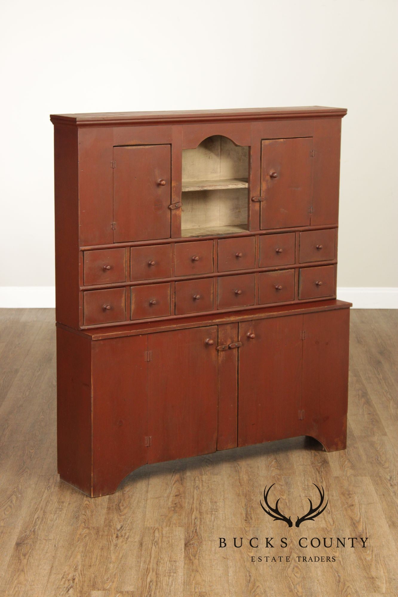 Custom Quality Primitive Painted Farmhouse Cupboard