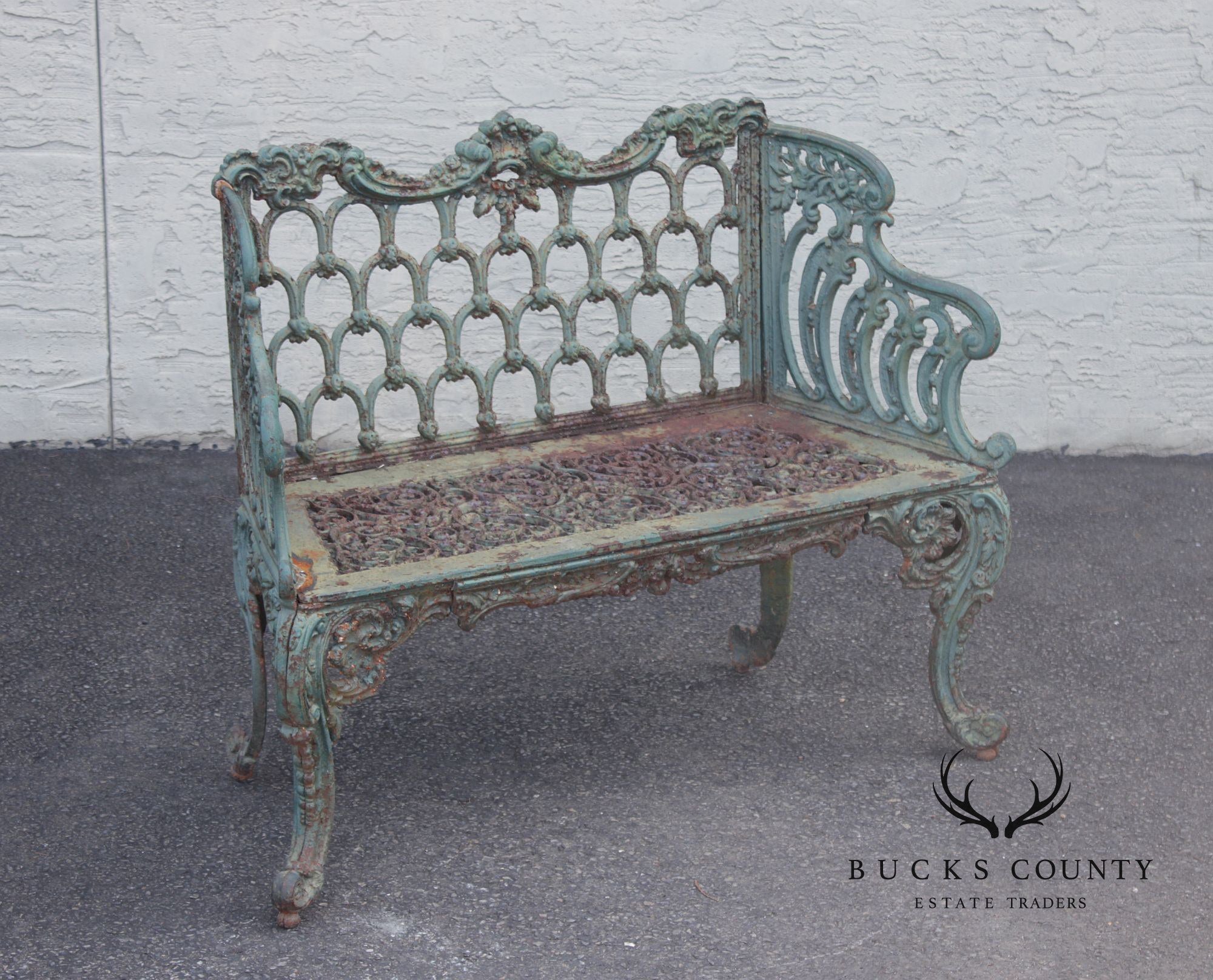 Antique Cast Iron White House Rose Garden Bench