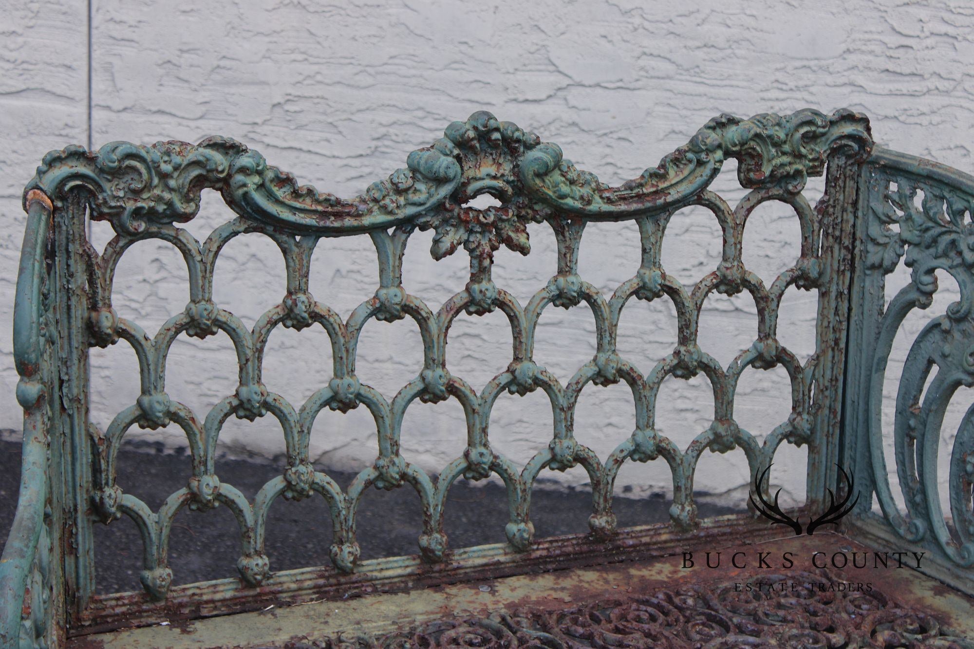 Antique Cast Iron White House Rose Garden Bench