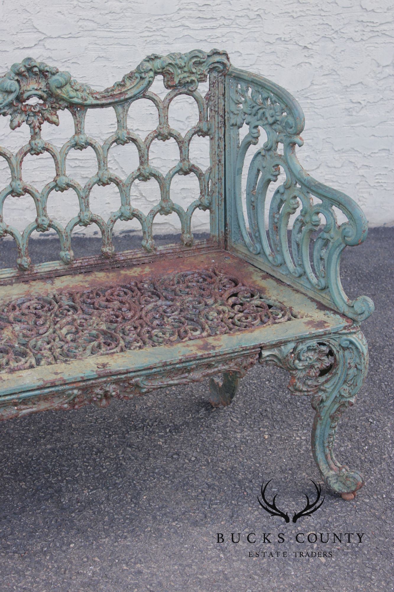 Antique Cast Iron White House Rose Garden Bench