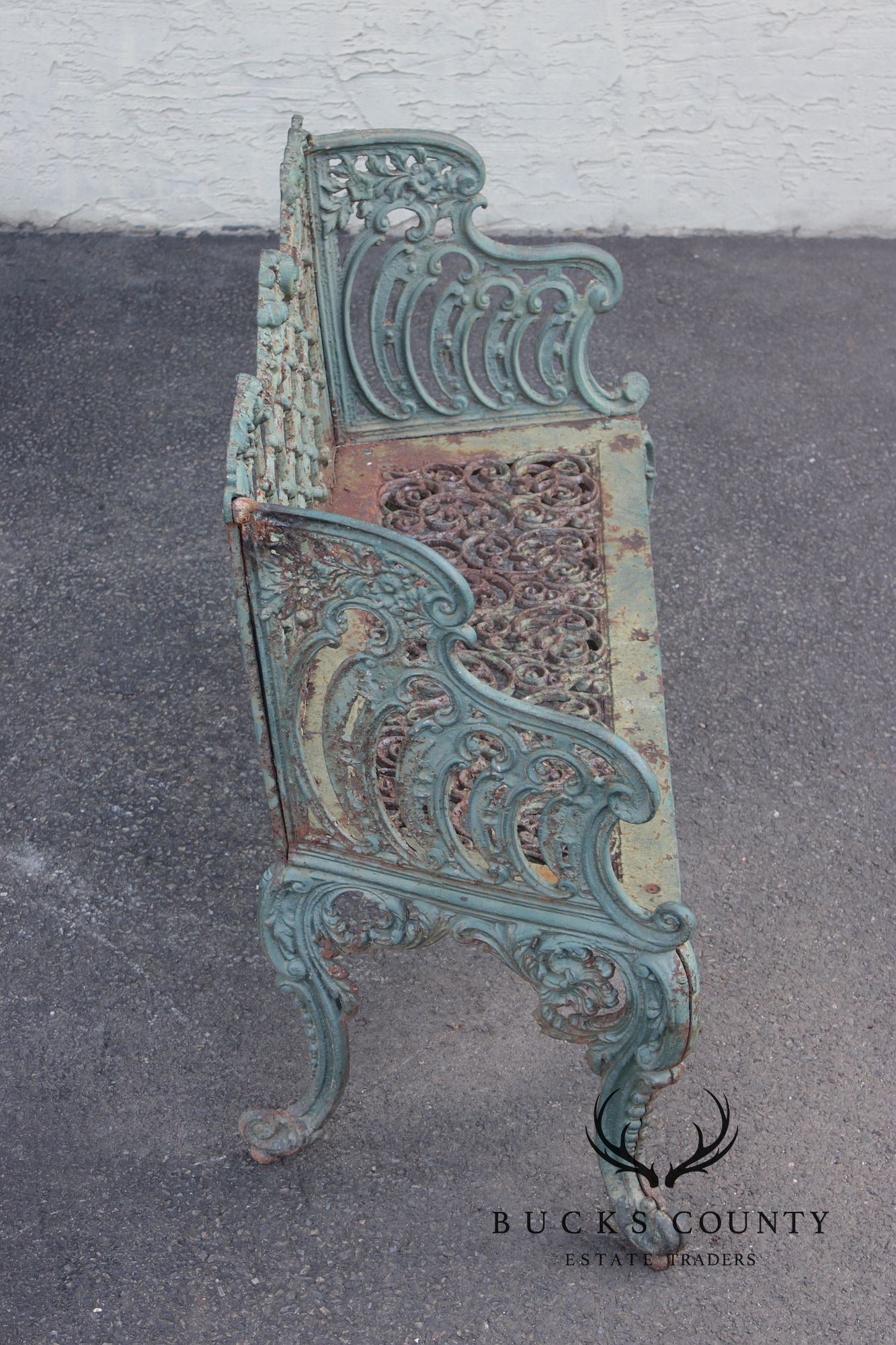 Antique Cast Iron White House Rose Garden Bench