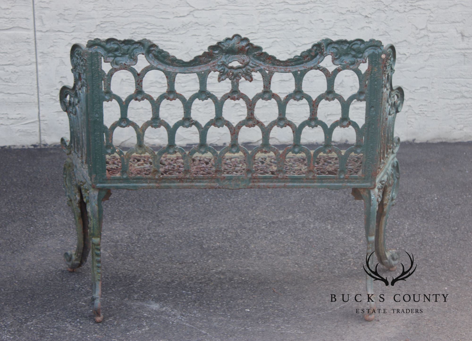 Antique Cast Iron White House Rose Garden Bench