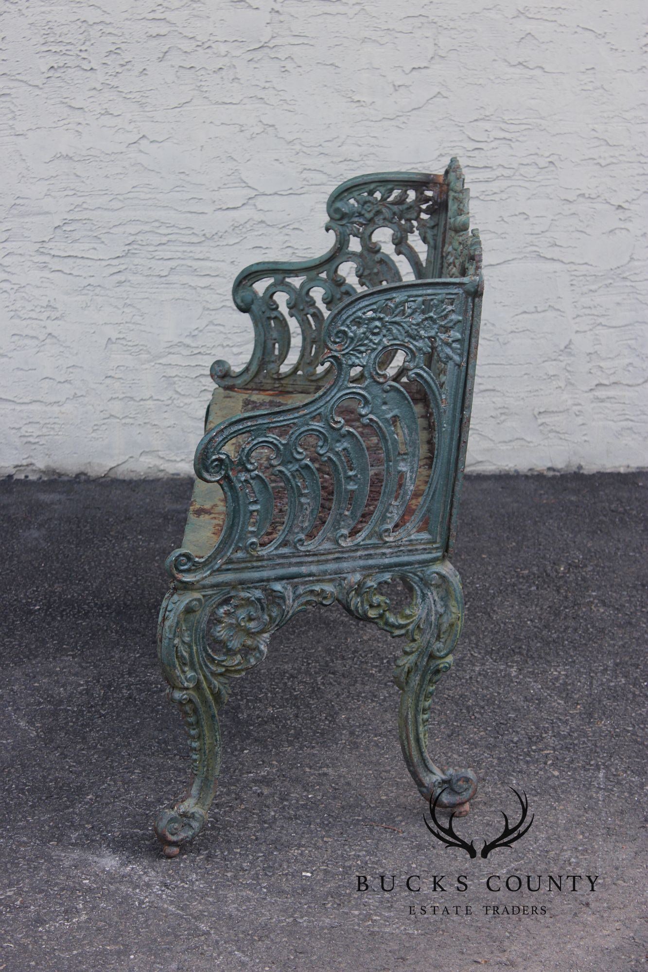 Antique Cast Iron White House Rose Garden Bench