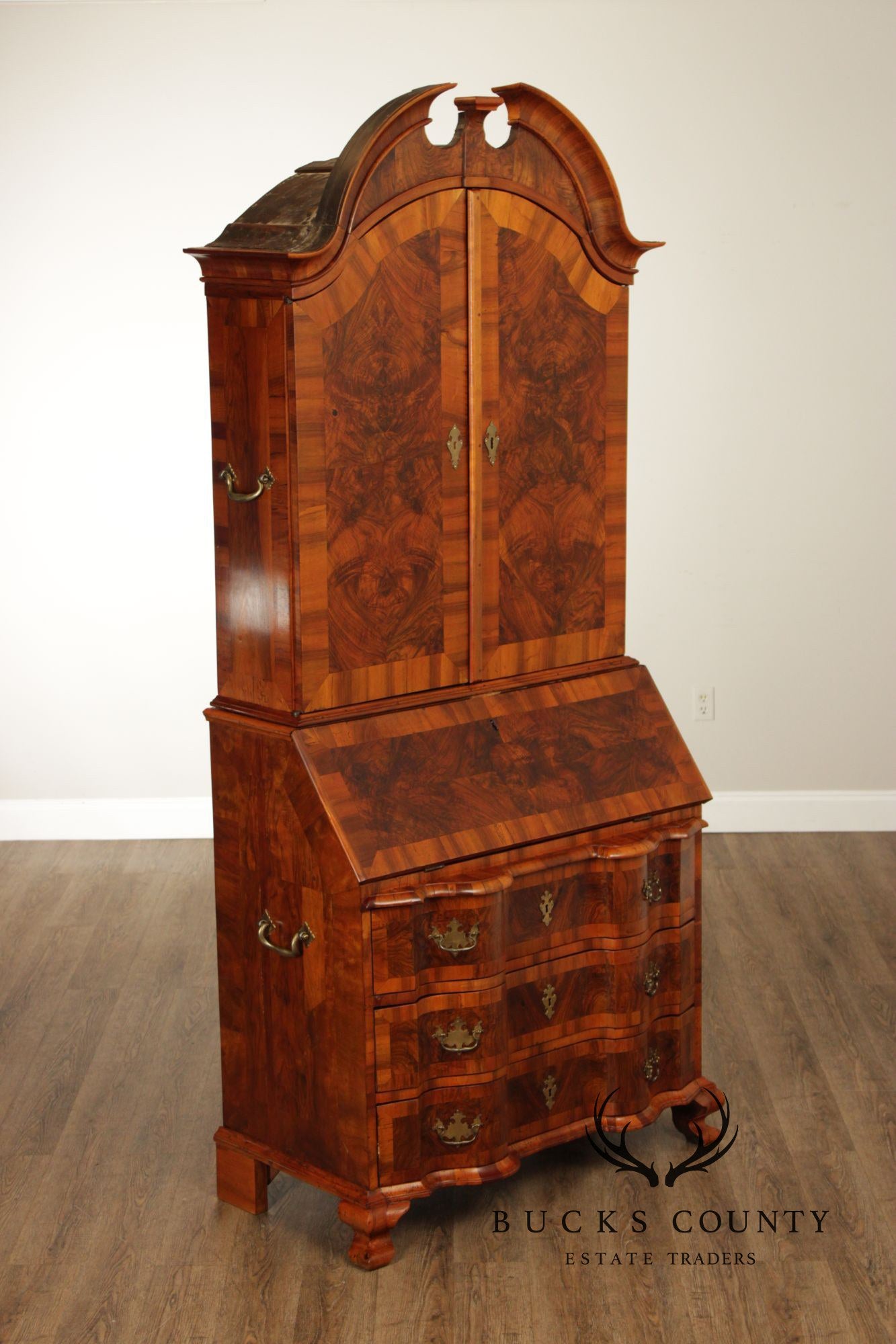 Antique Italian Baroque Burlwood Secretary Desk