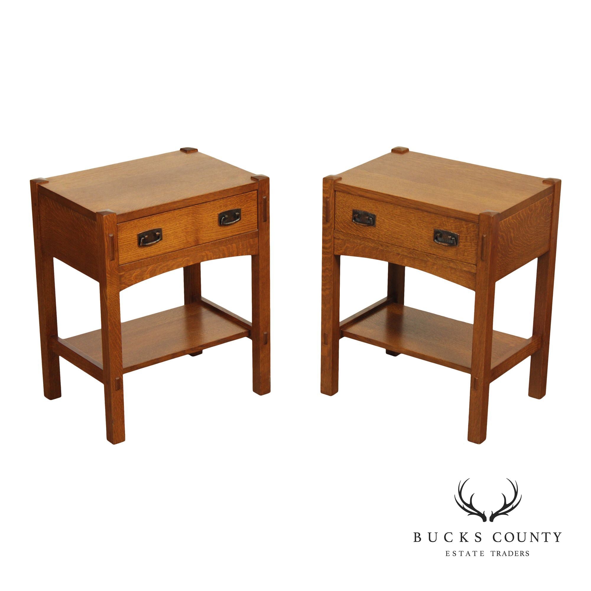 Stickley Mission Collection Pair Of Oak One Drawer Nightstands