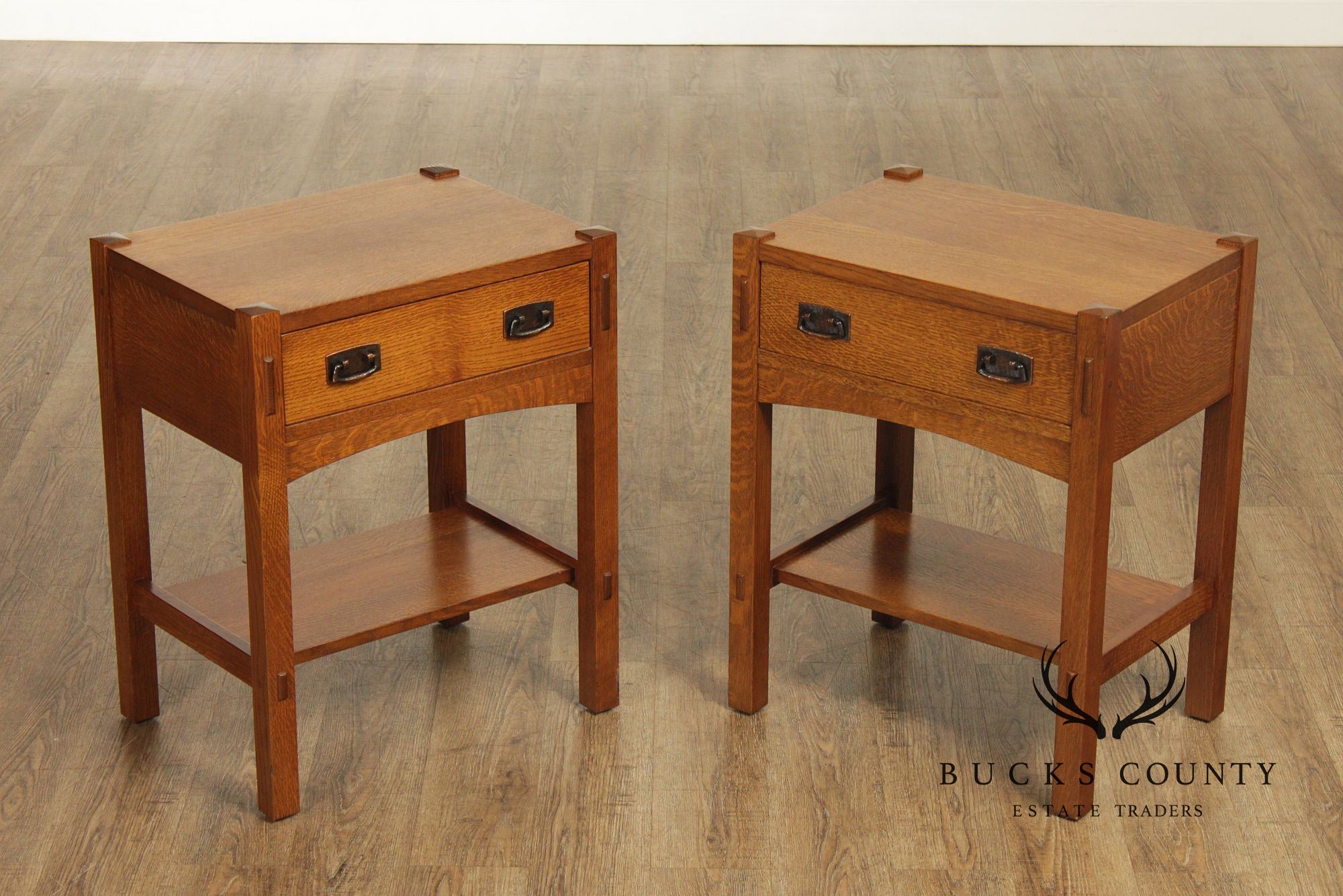 Stickley Mission Collection Pair Of Oak One Drawer Nightstands