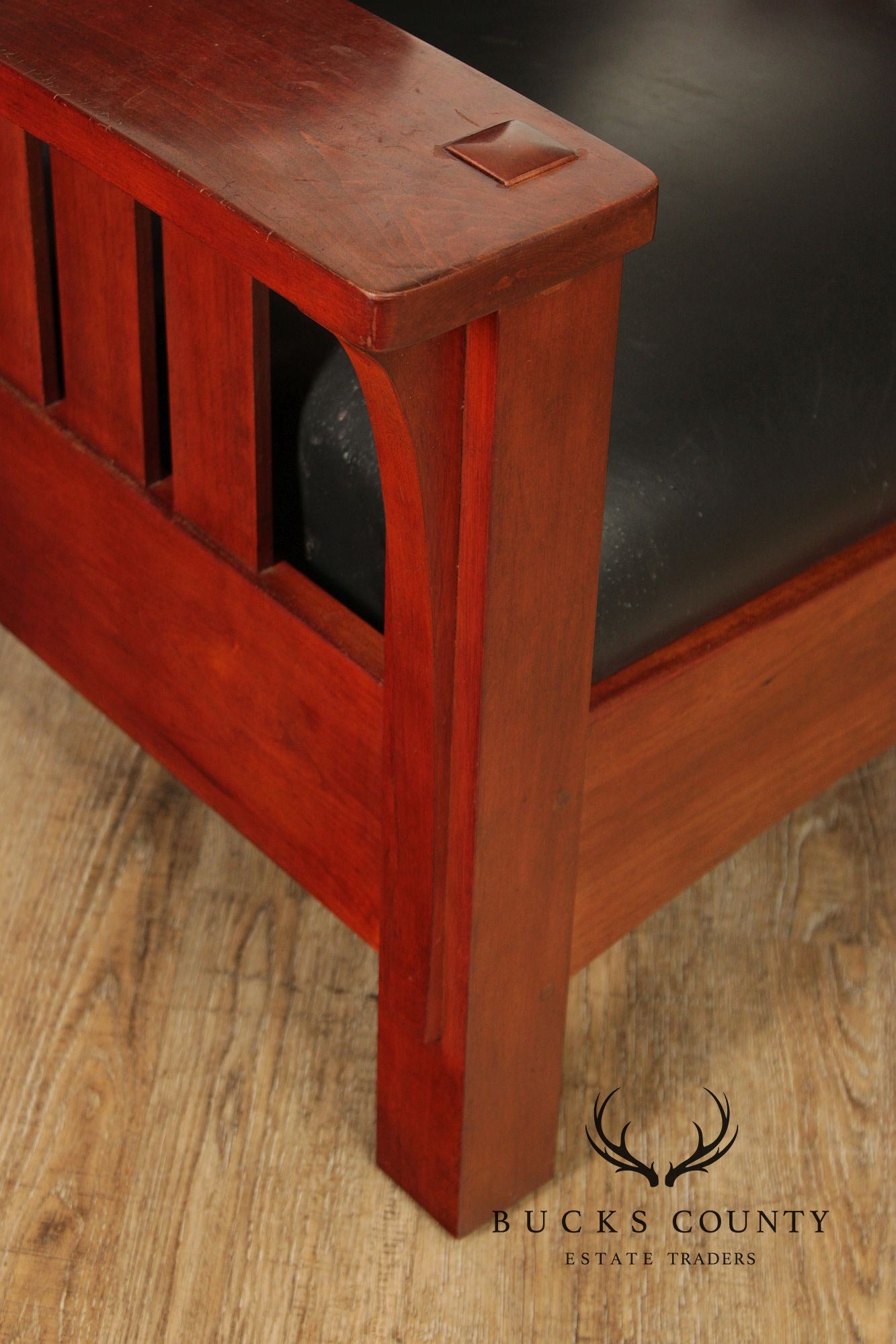 Stickley Mission Collection Cherry And Leather Bow Arm Morris Chair
