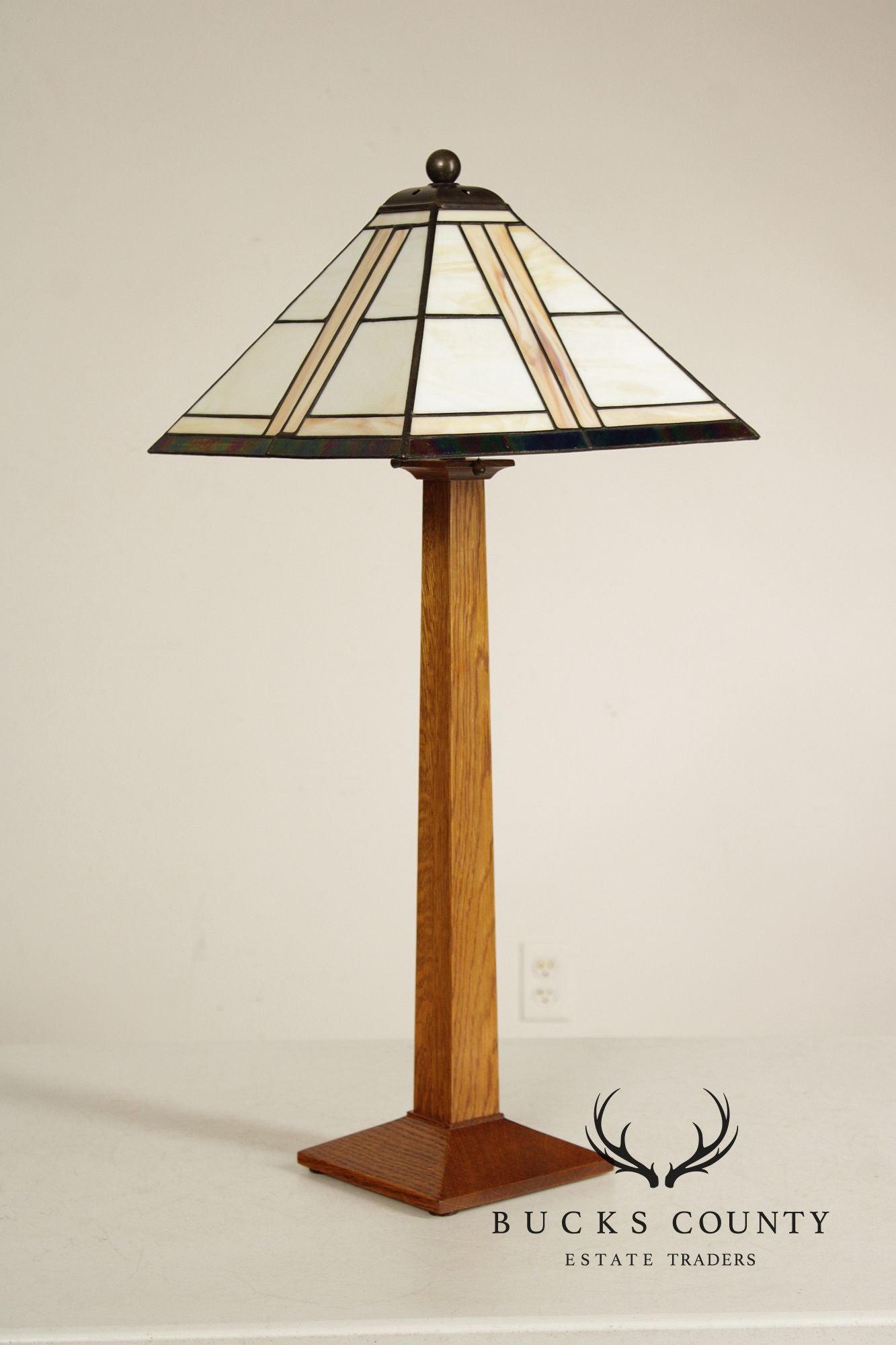 Stickley Mission Collection Oak Square Base Table Lamp