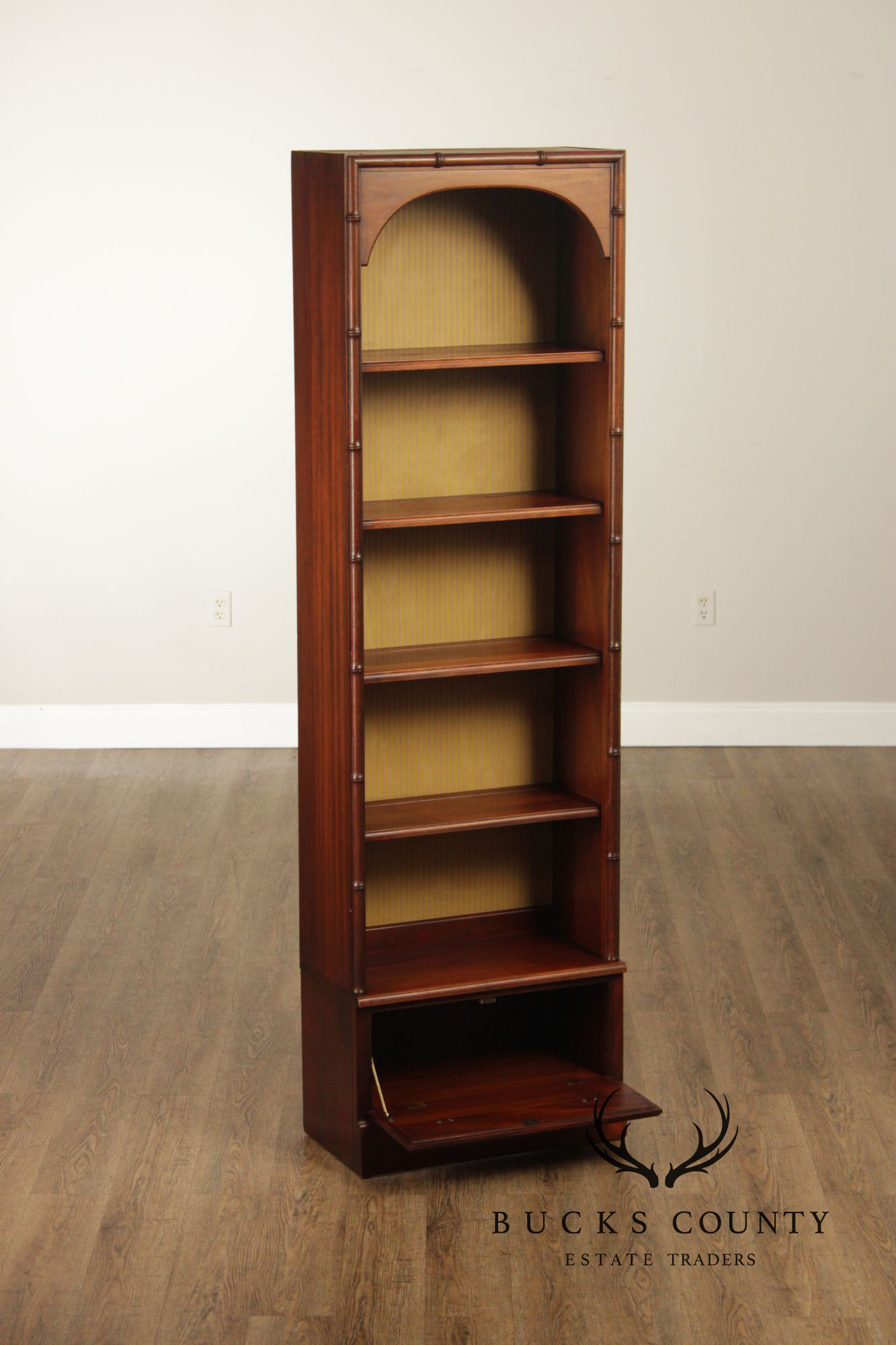 Butler Vintage Pair Of Faux Bamboo Mahogany Bookcases