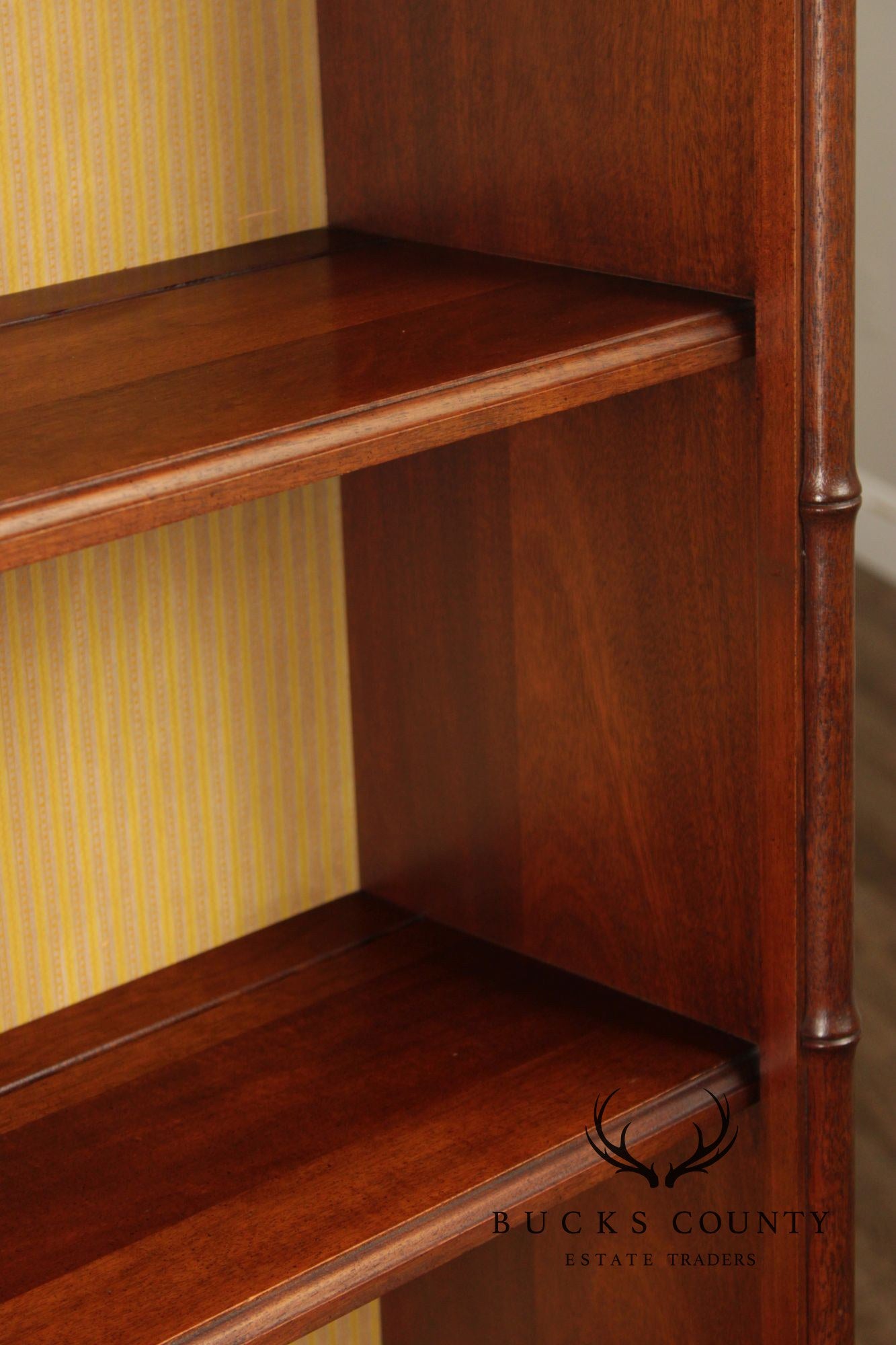 Butler Vintage Pair Of Faux Bamboo Mahogany Bookcases