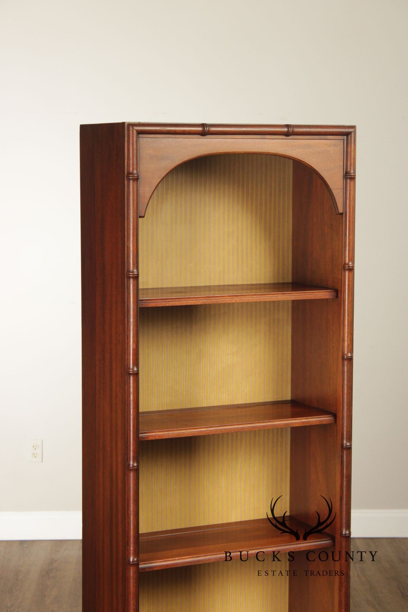 Butler Vintage Pair Of Faux Bamboo Mahogany Bookcases