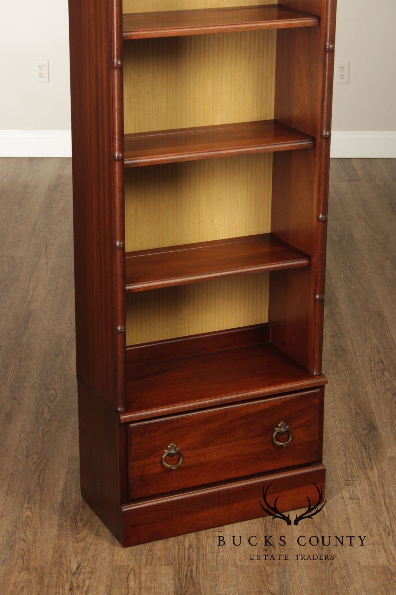Butler Vintage Pair Of Faux Bamboo Mahogany Bookcases