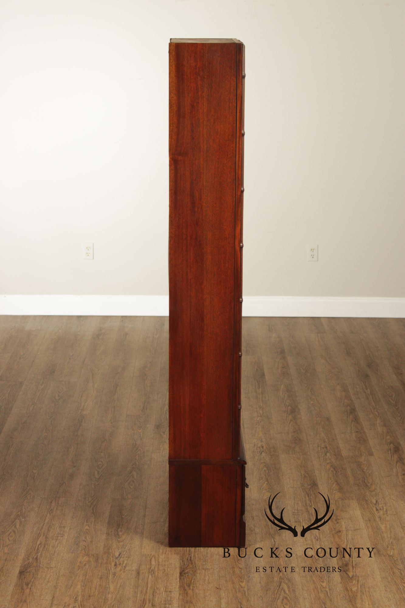 Butler Vintage Pair Of Faux Bamboo Mahogany Bookcases