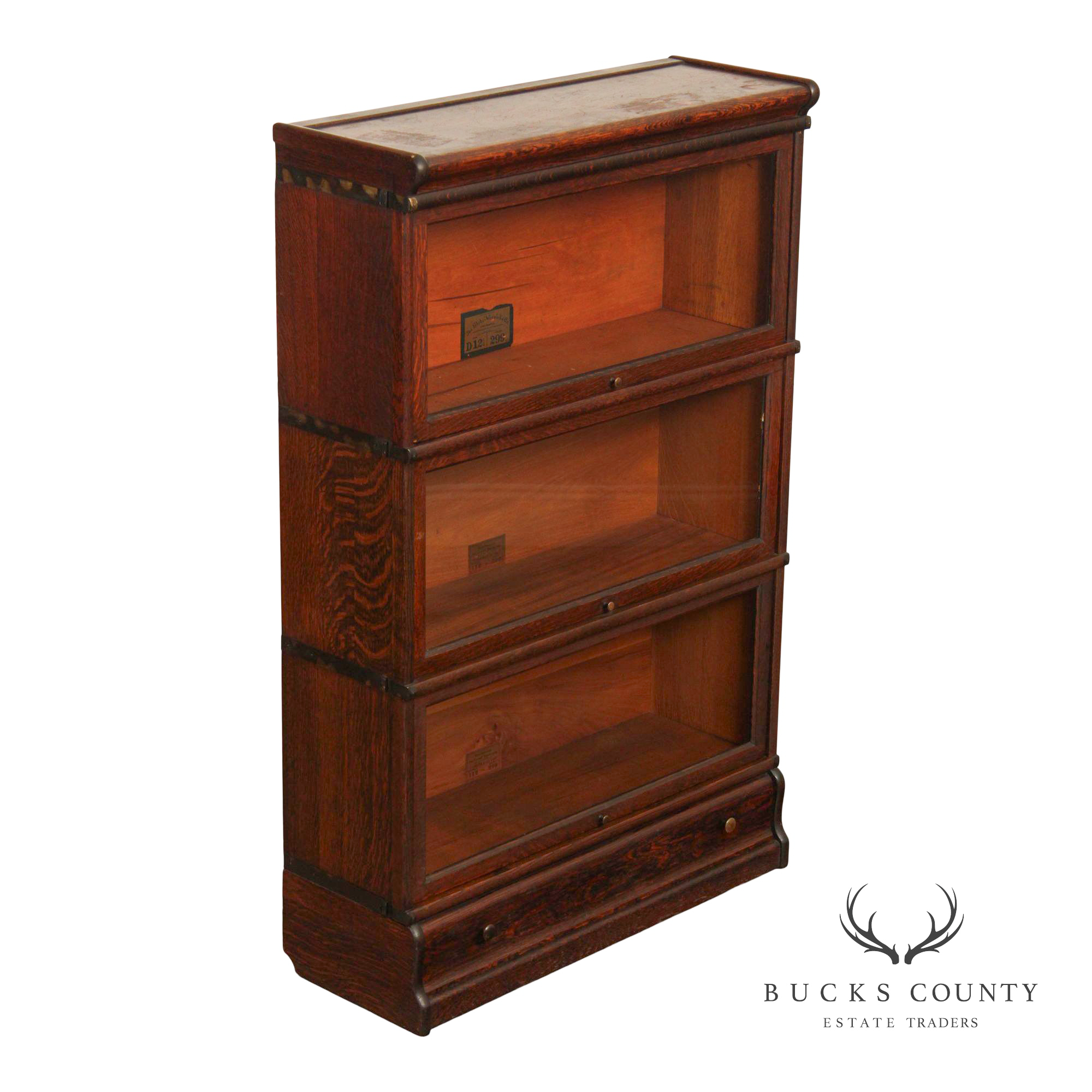 Globe Wernicke Antique Oak Three-Stack Barrister Bookcase