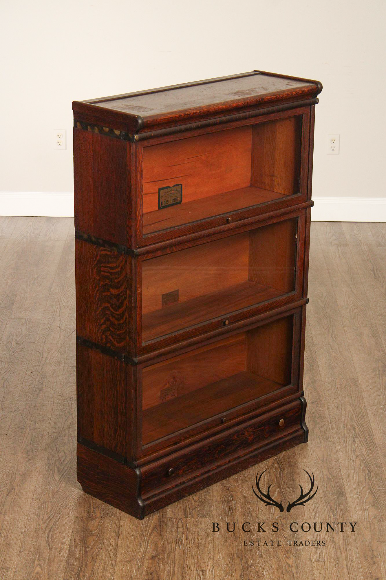 Globe Wernicke Antique Oak Three-Stack Barrister Bookcase