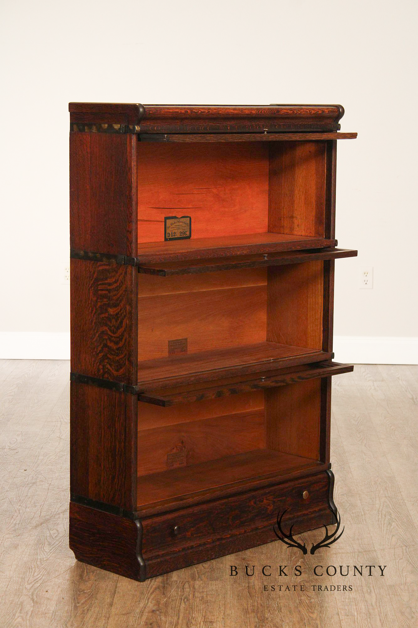 Globe Wernicke Antique Oak Three-Stack Barrister Bookcase