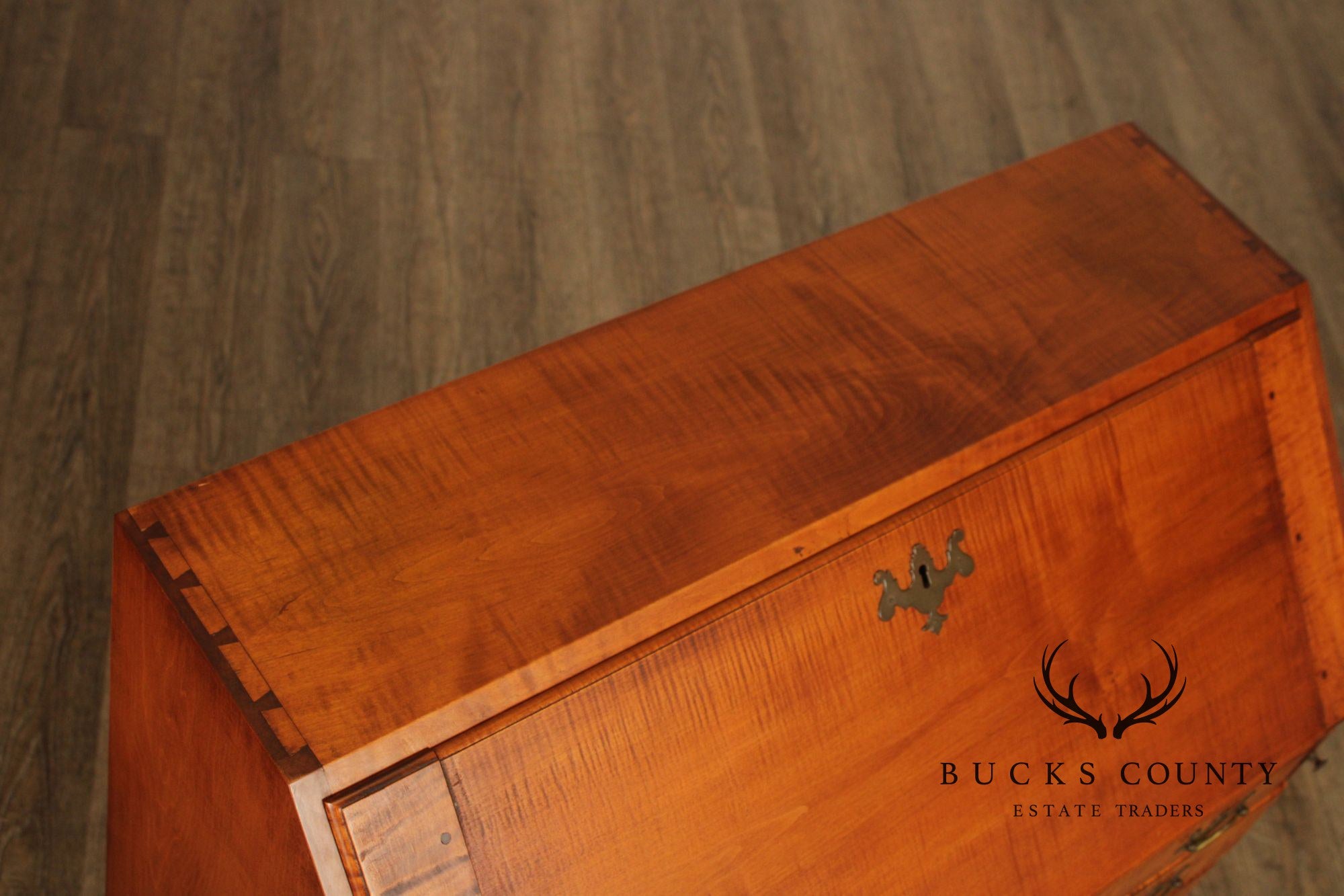 Eldred Wheeler Tiger Maple Chippendale Style Slant Front Desk